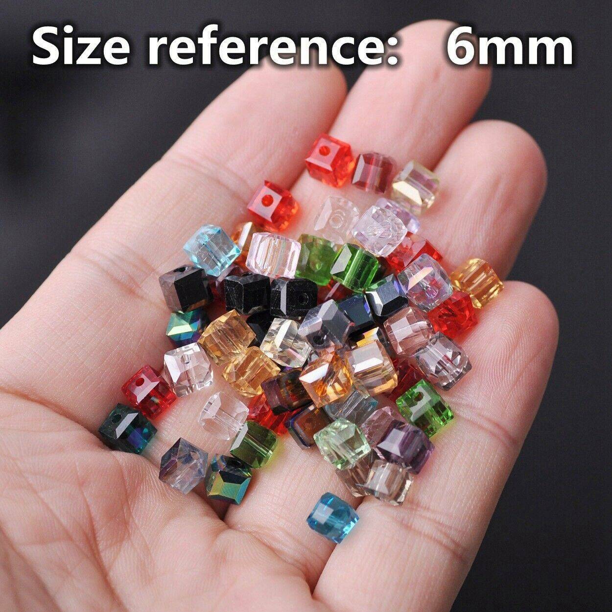 3mm 4mm 6mm 8mm 10mm 14mm Crystal Glass Cube Faceted Loose Crafts Beads Lot
