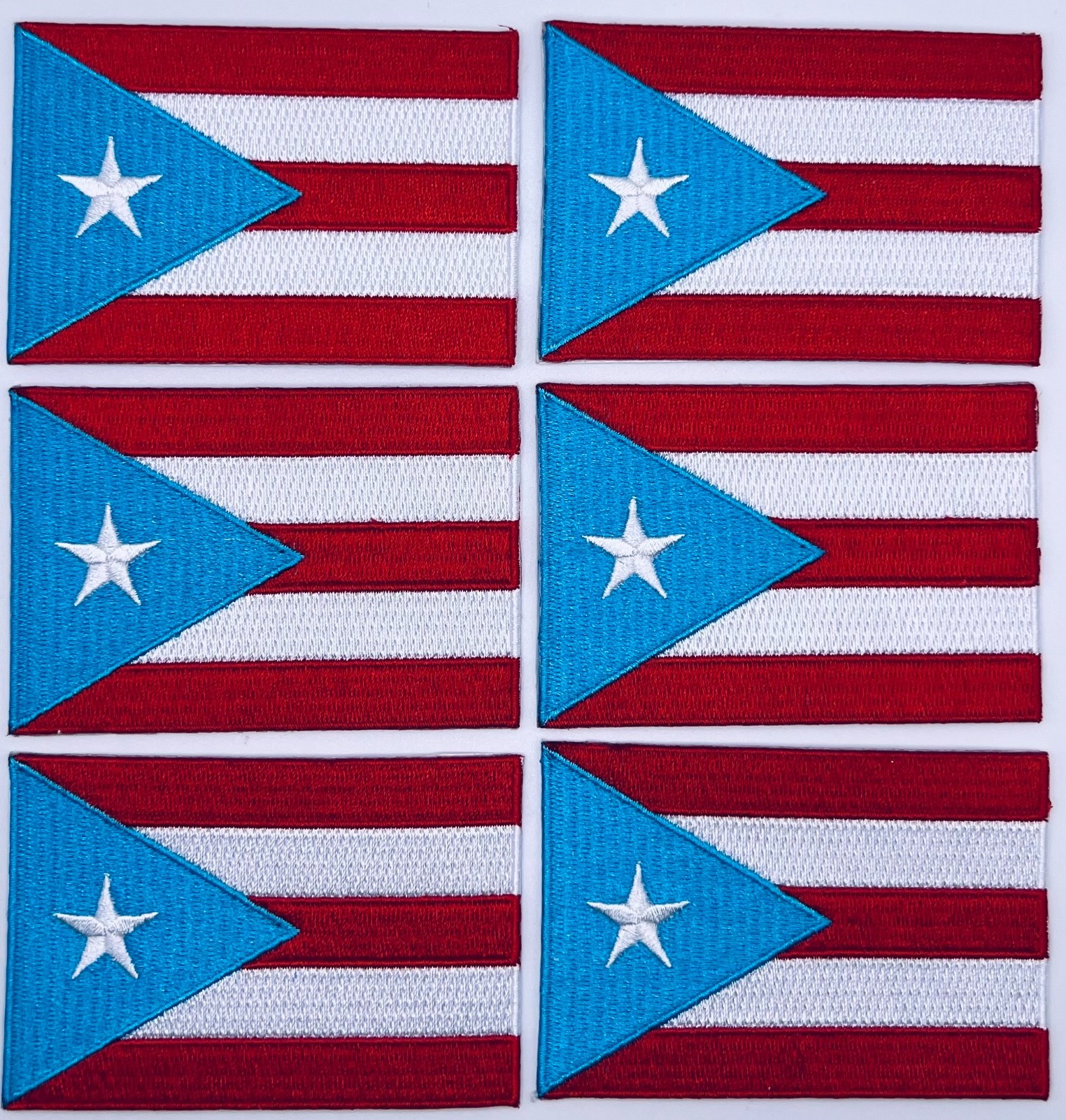 6 Small Puerto Rico flag patch, light blue original flags.