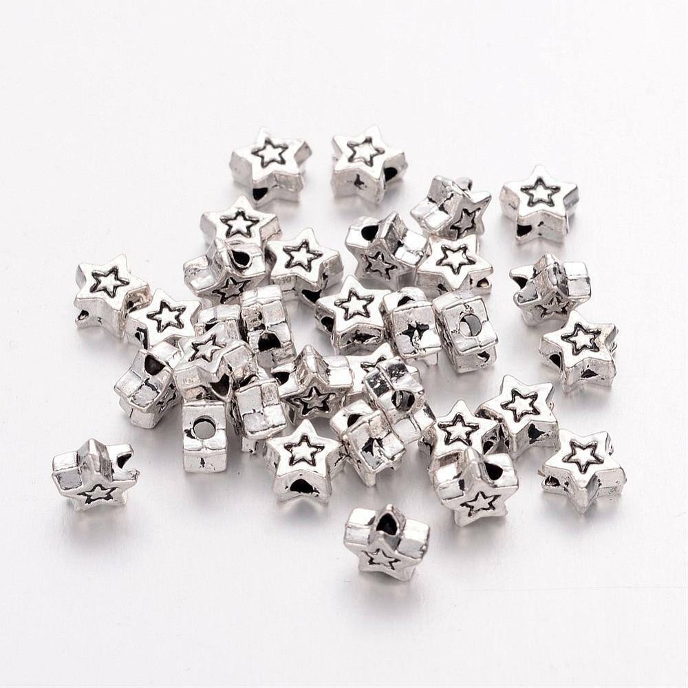 Star Beads Spacers Metal Antiqued Silver Celestial Sky 5mm Findings 20pcs