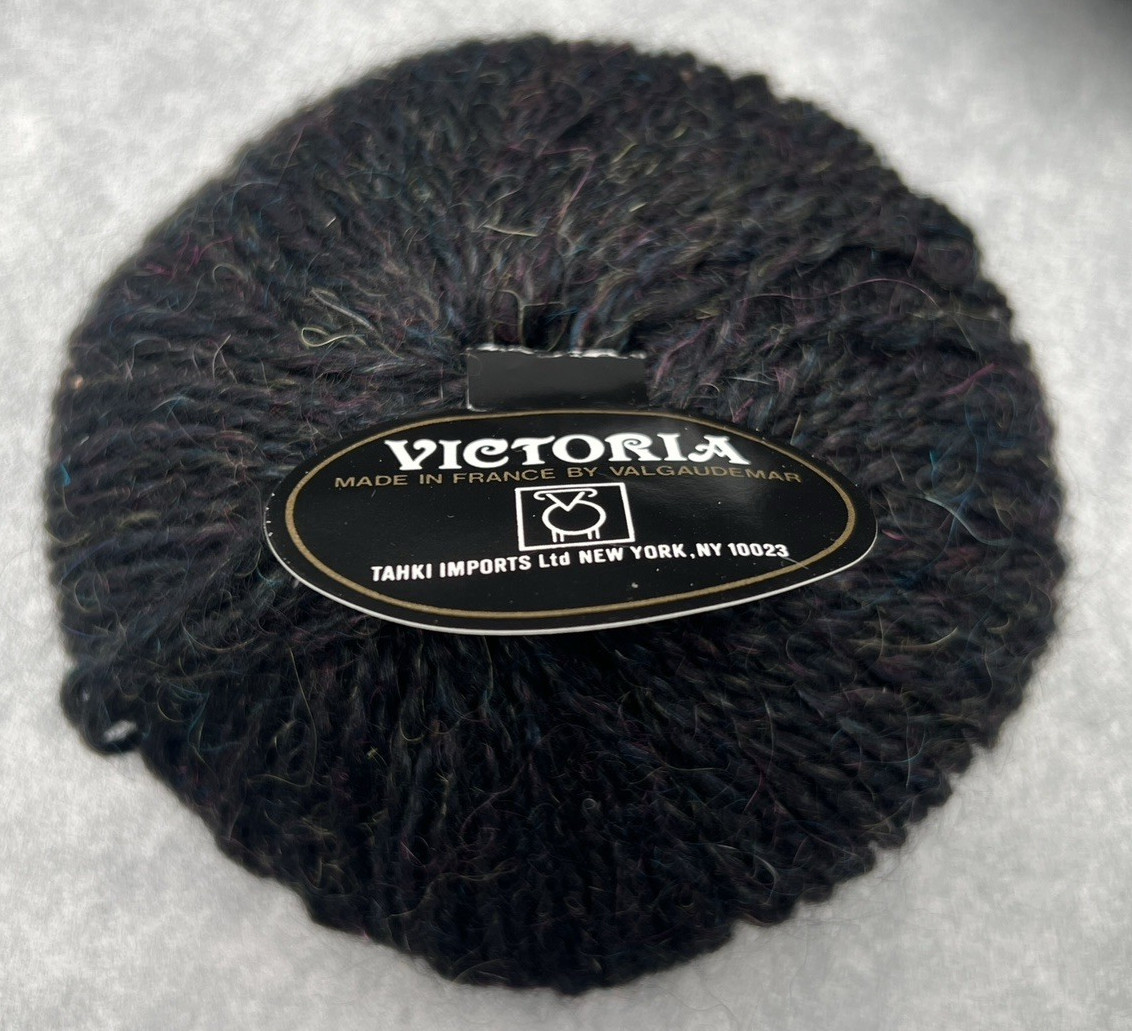 (13) VALGAUDEMAR VICTORIA YARN 50% WOOL 50% MOHAIR 6010 BLACK W/MIXED COLORS