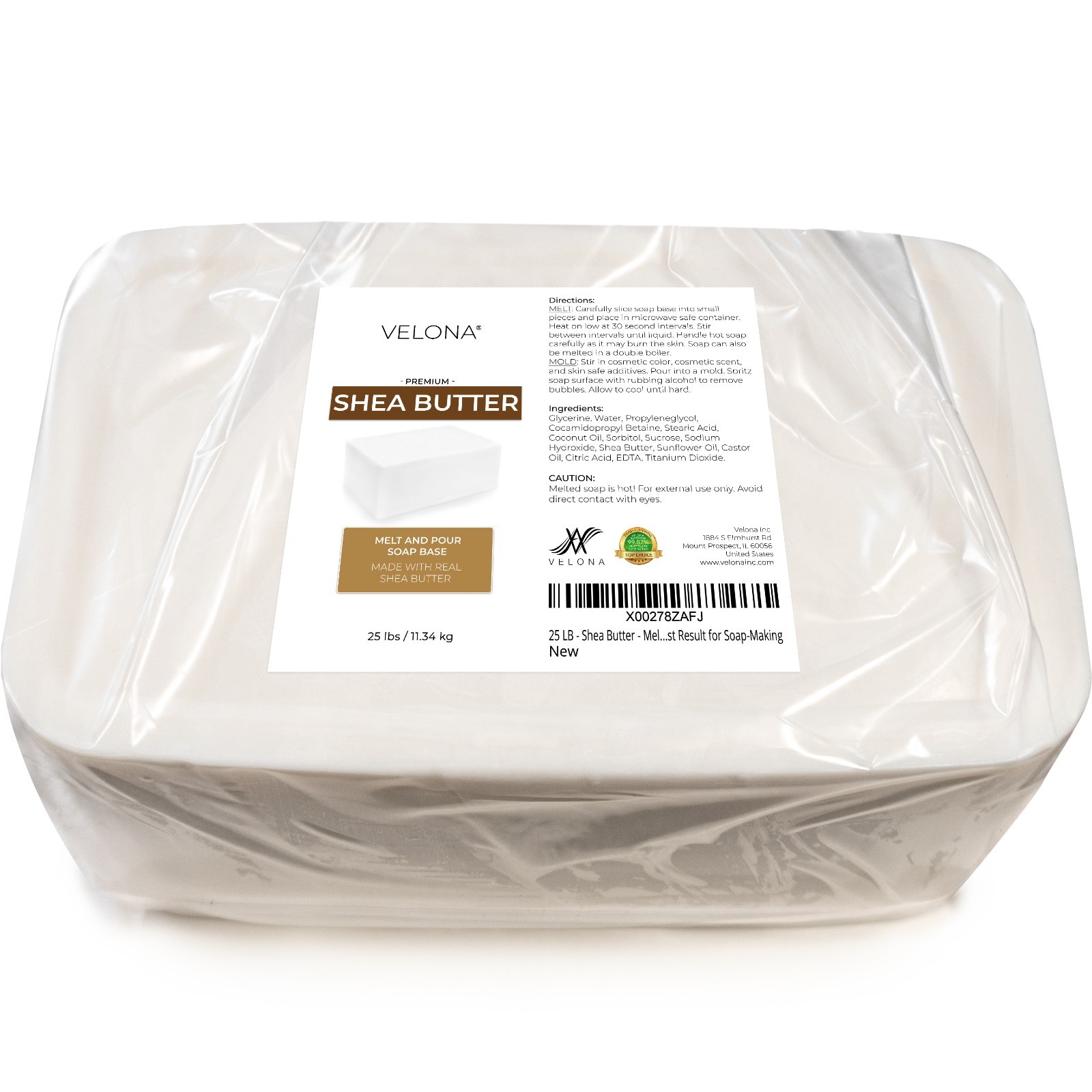 2,5,10,25 LB – Shea Butter Soap Base by Velona SLS/SLES Free Melt Pour
