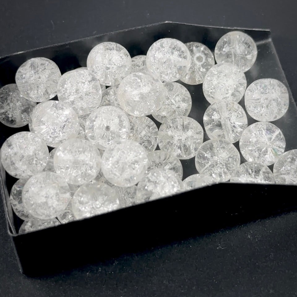 Czech Pressed Druk Round Smooth Glass Beads 10mm Crystal Crackle Finish 40pcs