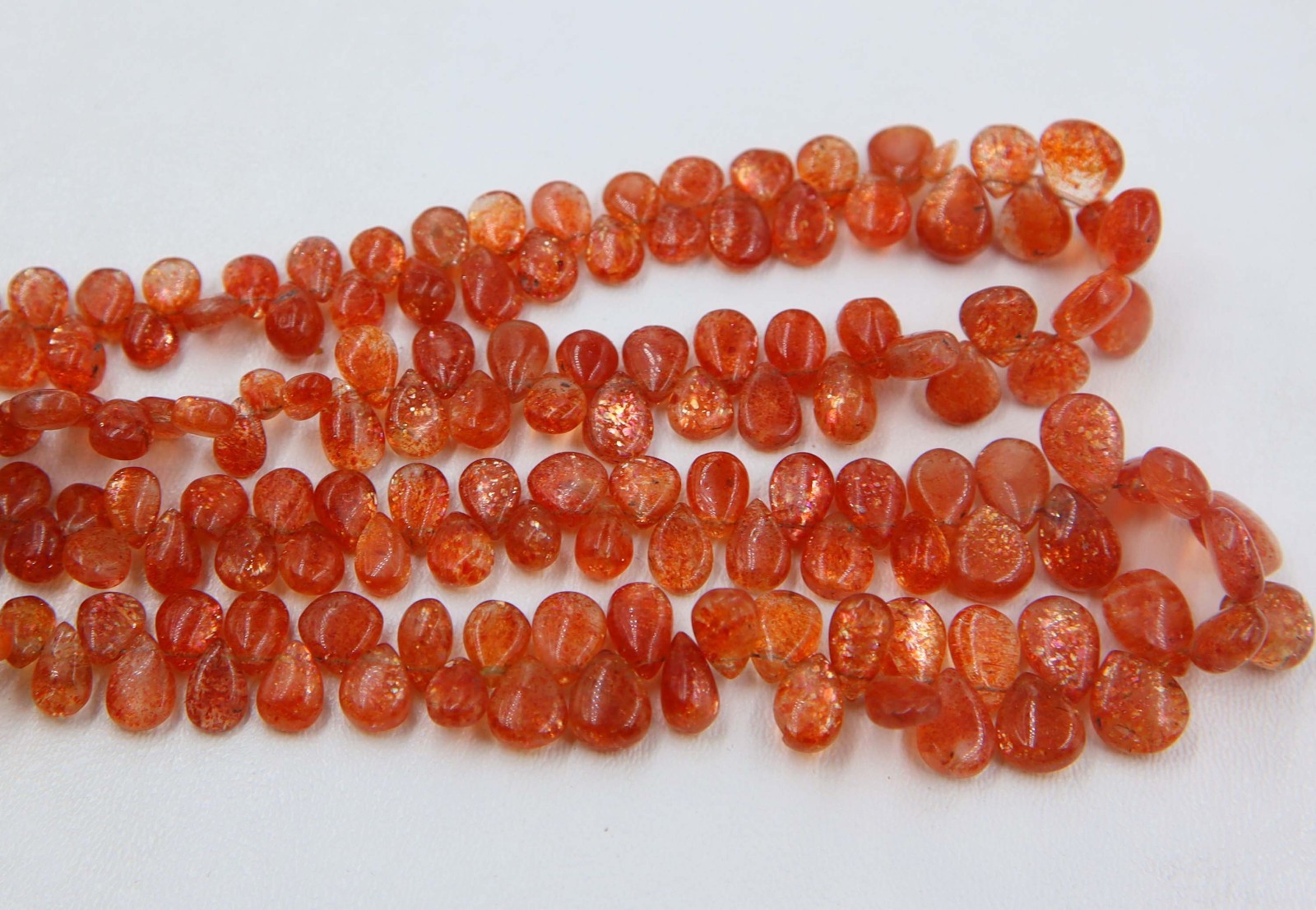 Orange Sunstone Smooth Pear Teardrop Briolette Beads Natural Gemstone Jewelry