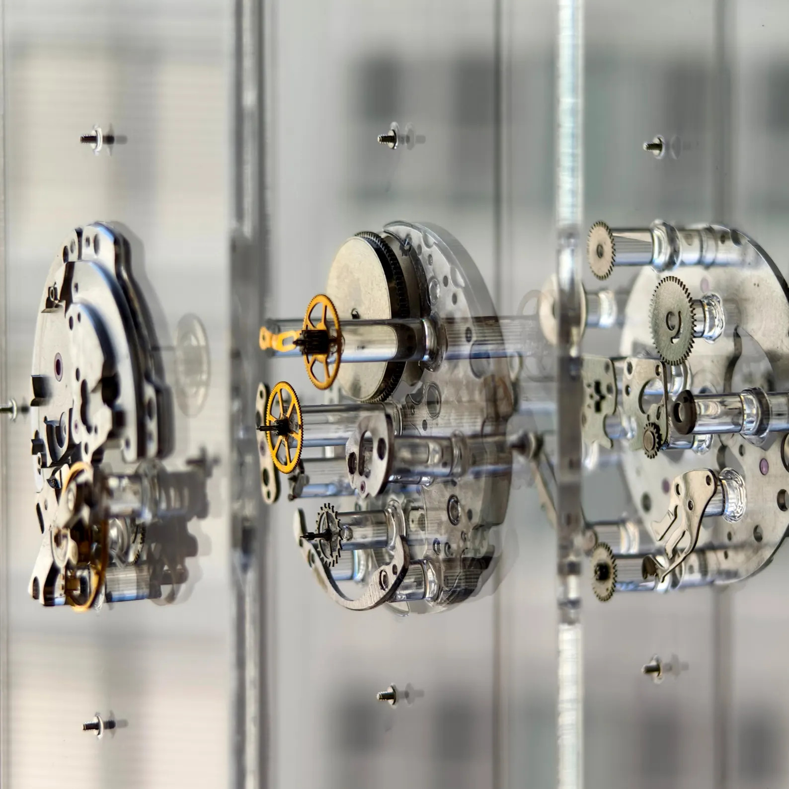 Timeless Transparency™, 3D Disassembled Mechanical Watch Artwork, Golden Cash