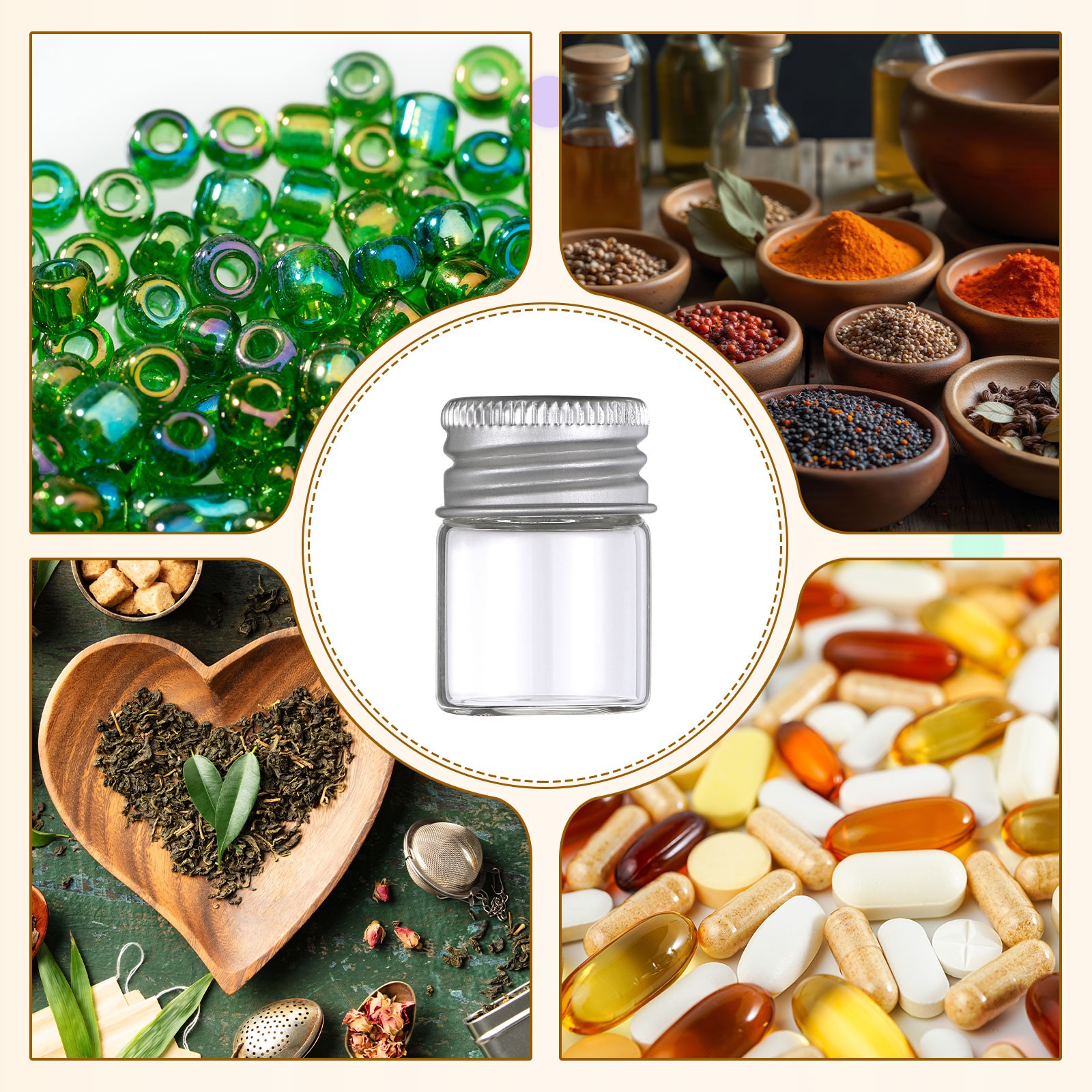 24Pcs 5ml Mini Glass Bottles with Aluminum Screw Caps for DIY Crafts