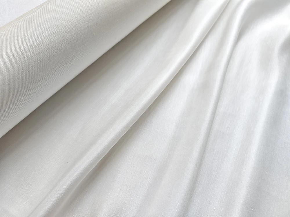 Few Spots Natural White Heavy 28 Momme Silk Flax Fabric Mulberry Silk Linen