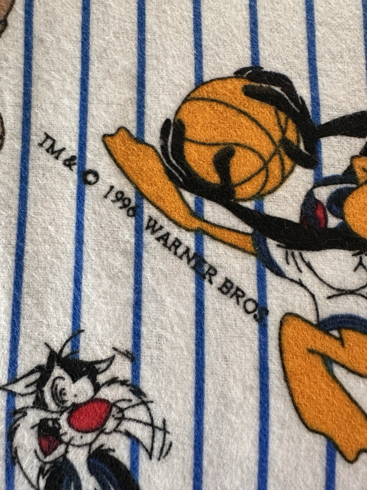 VTG 1996 SPACE JAM Warner Bros FLANNEL FABRIC Looney Tunes Michael Jordan