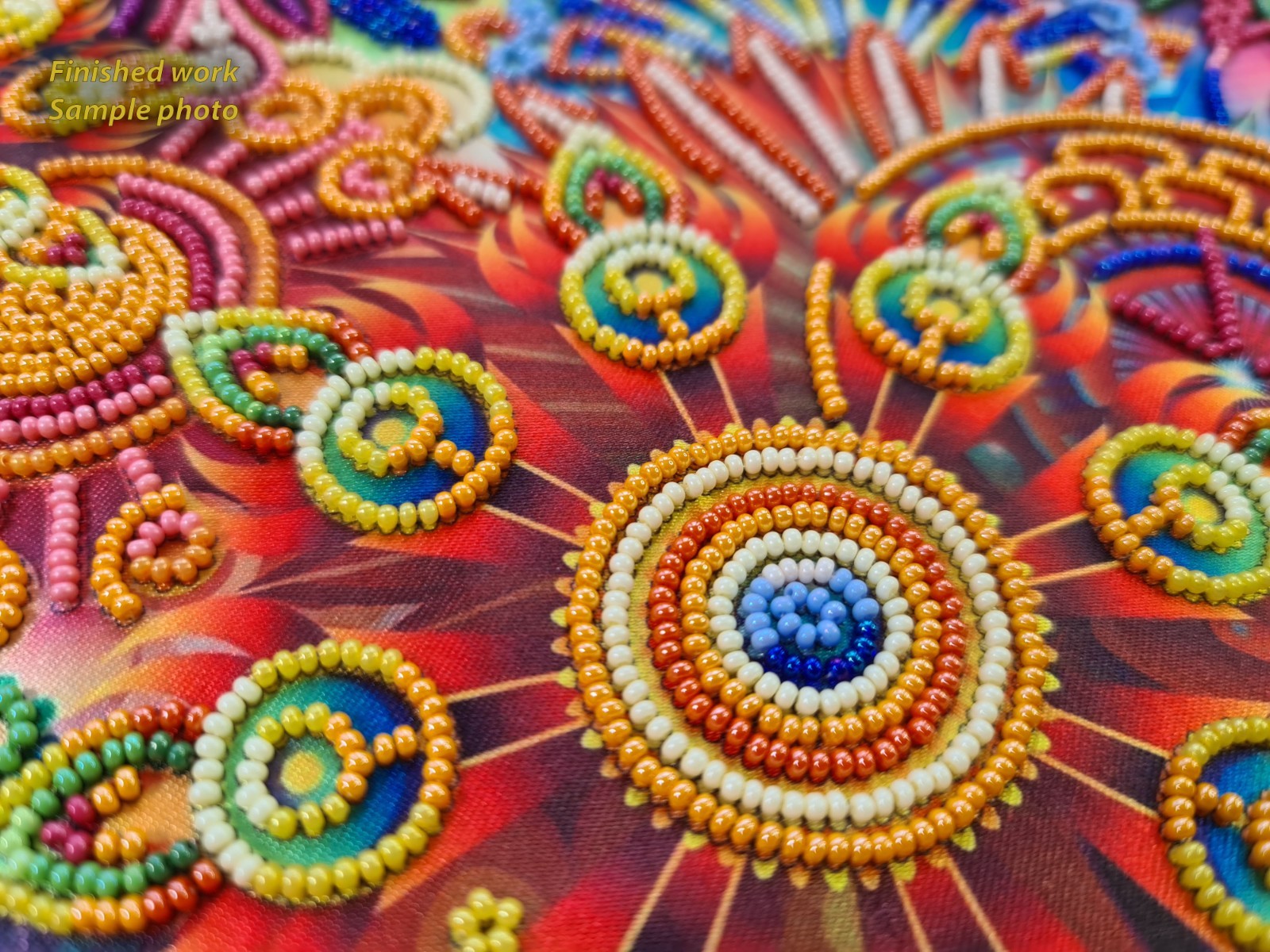 Rainbow Fractal bead embroidery kits Abstract beaded cross stitch kit