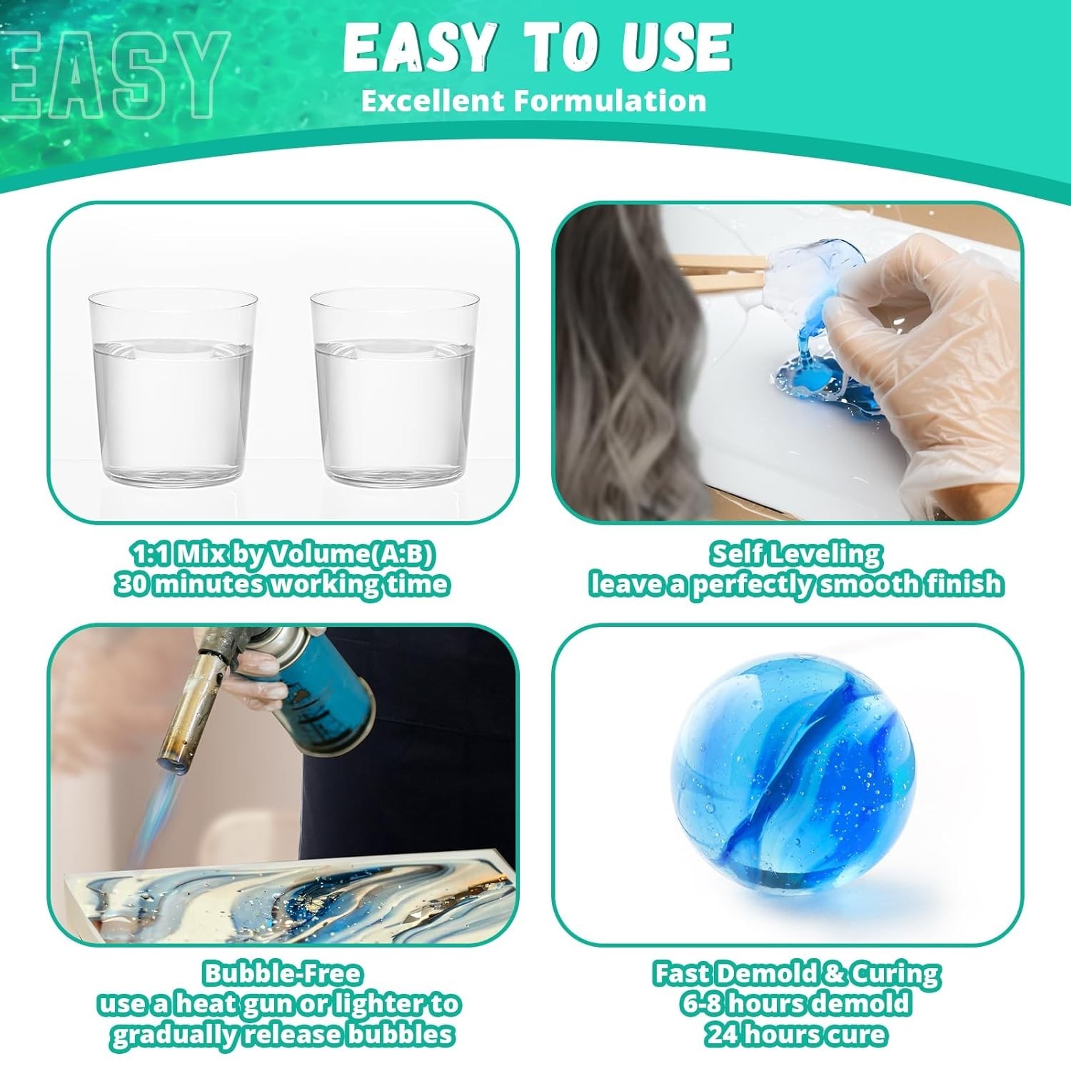 1 Gallon Epoxy Resin Kit- 2 Part Ultra Crystal Clear Resina Epoxica- High Gloss.