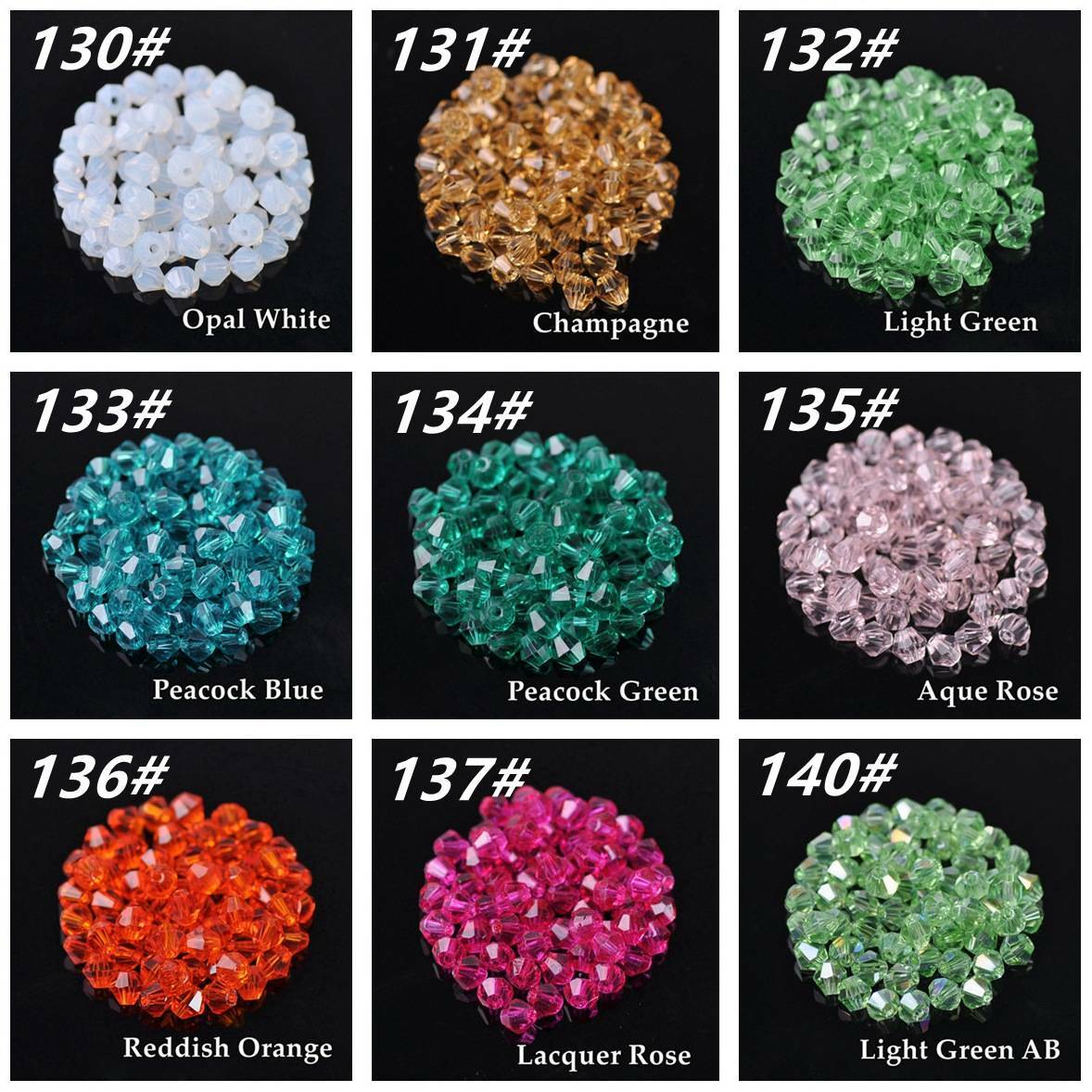 3mm 4mm 6mm 8mm Bicone Faceted Crystal Glass Loose Crafts Beads Jewelry Making