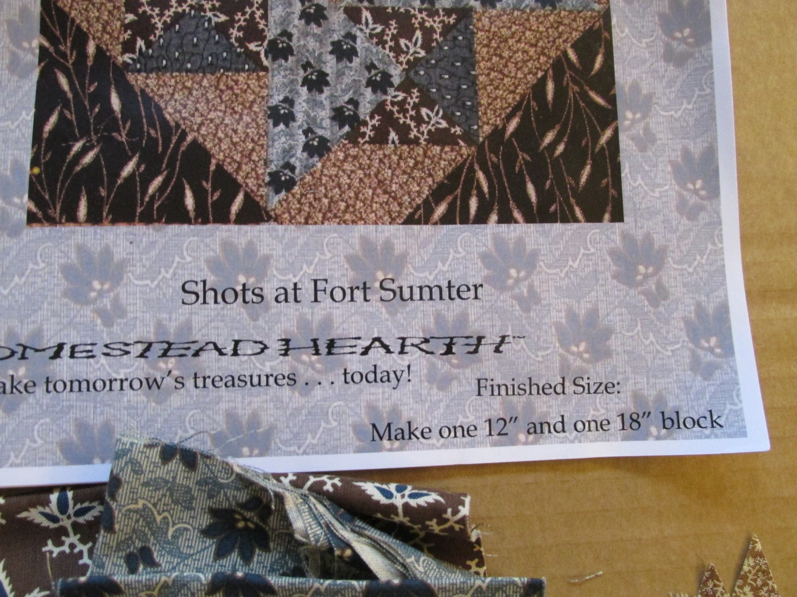 Homestead Hearth Civil War Tribute Quilt Block of Month Kit #1 Shots Fort Sumter