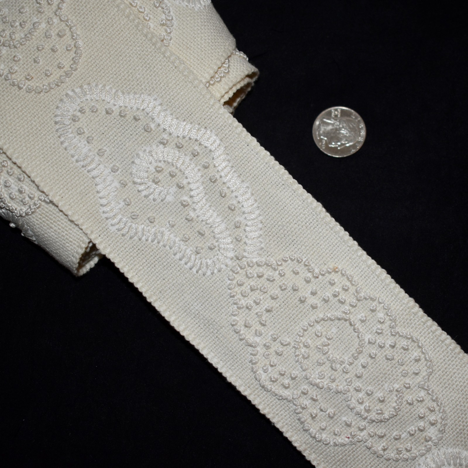 1.78yd Samuel & Son CHINA CLOUD Chantilly Cream 3″w EMBROIDERED BORDER TRIM Tape