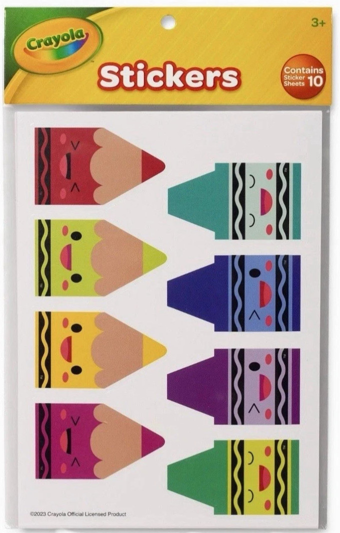 Crayola Crayon Faces Stickers -10 Sheets NWT