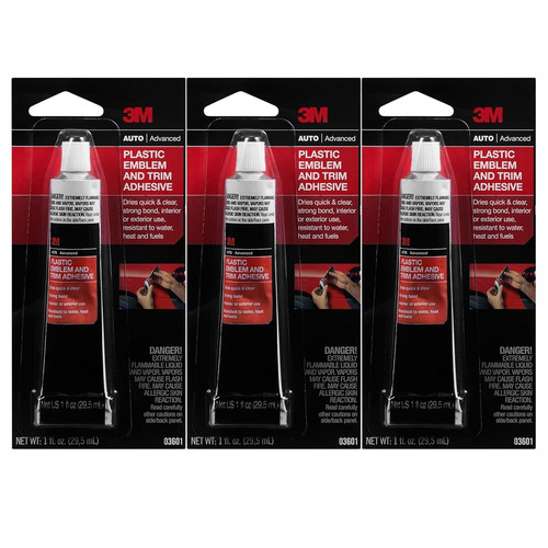 3M Plastic Emblem & Trim Adhesive (03601), 1 fl oz Tube (Pack of 3) –…