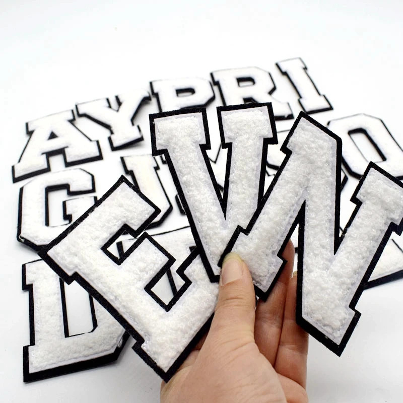 Large 3″ White Letters Alphabet Iron on Clothing Patches Numerical Patch PA