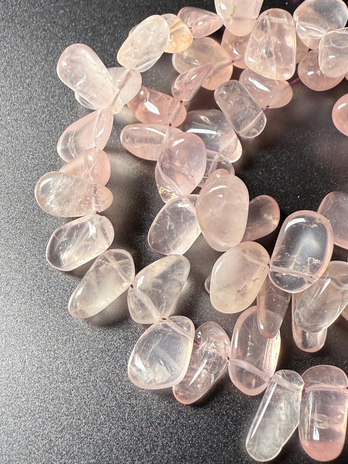 Rose Quartz Nugget Beads: 16″ Strand, Soft Pink Gemstone