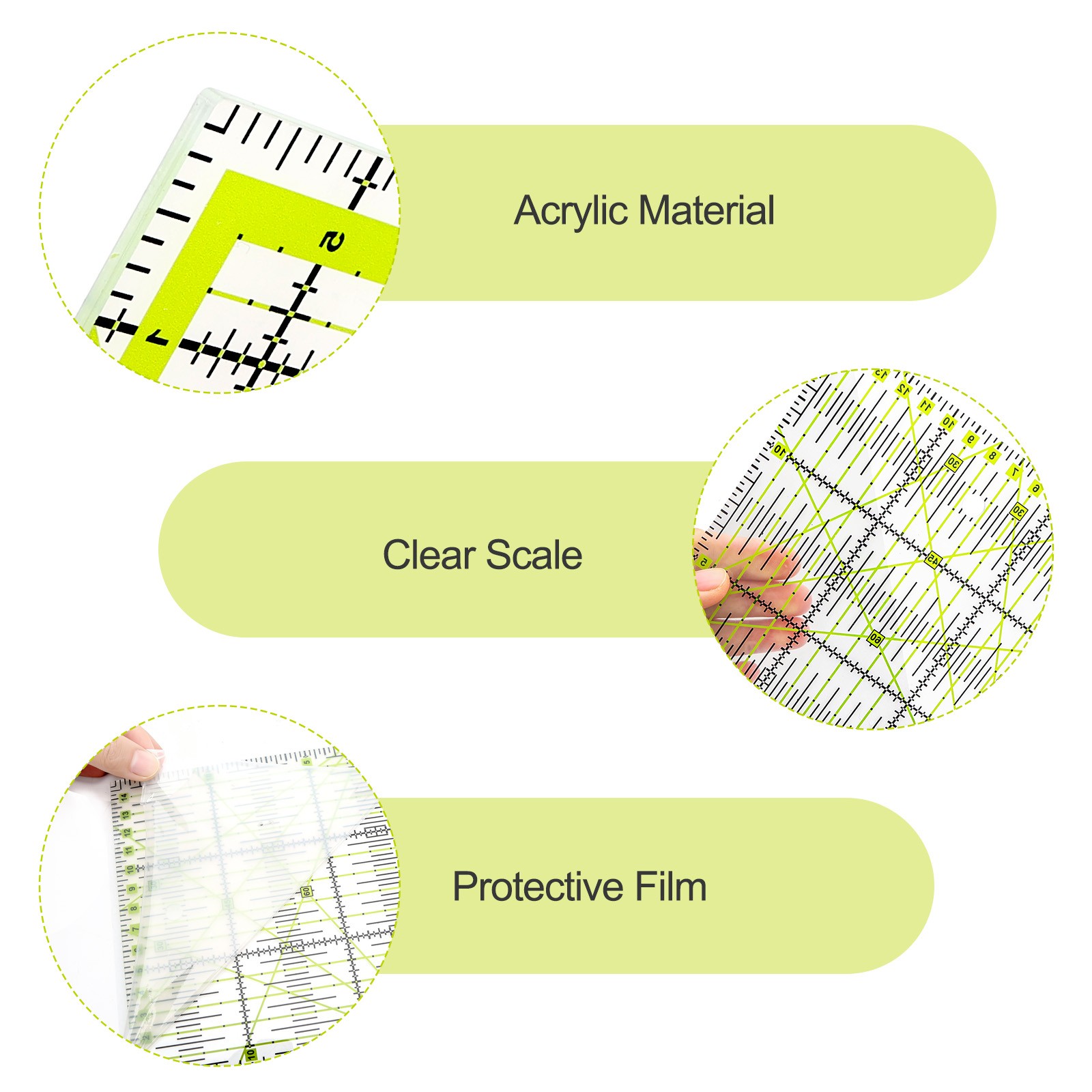 4Pcs Clear Acrylic Quilting and Sewing Ruler Patchwork DIY Crafts Fabric Cutting
