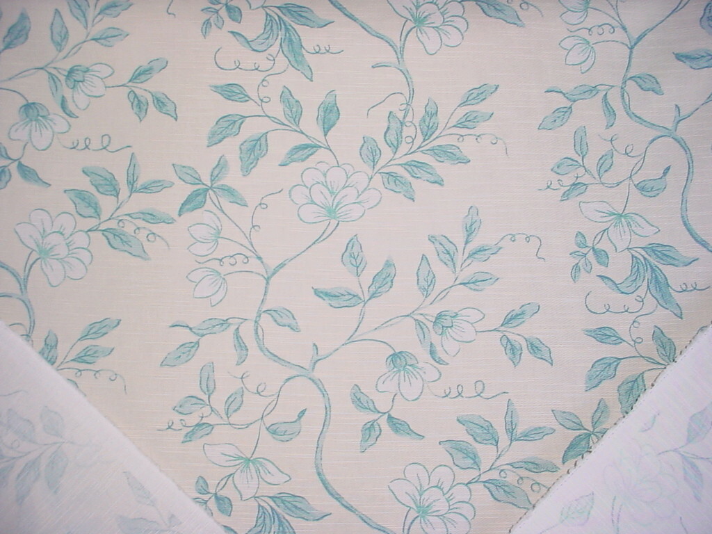 10-7/8Y GP J Baker PP50345 Opera Trail Aqua Floral Cotton Upholstery Fabric
