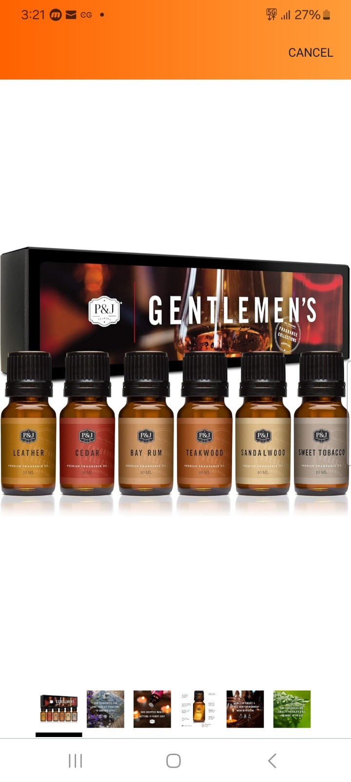P&J Trading Fragrance Oil Gentlemen’s Set | Leather, Sweet Tobacco, Teakwood NEW