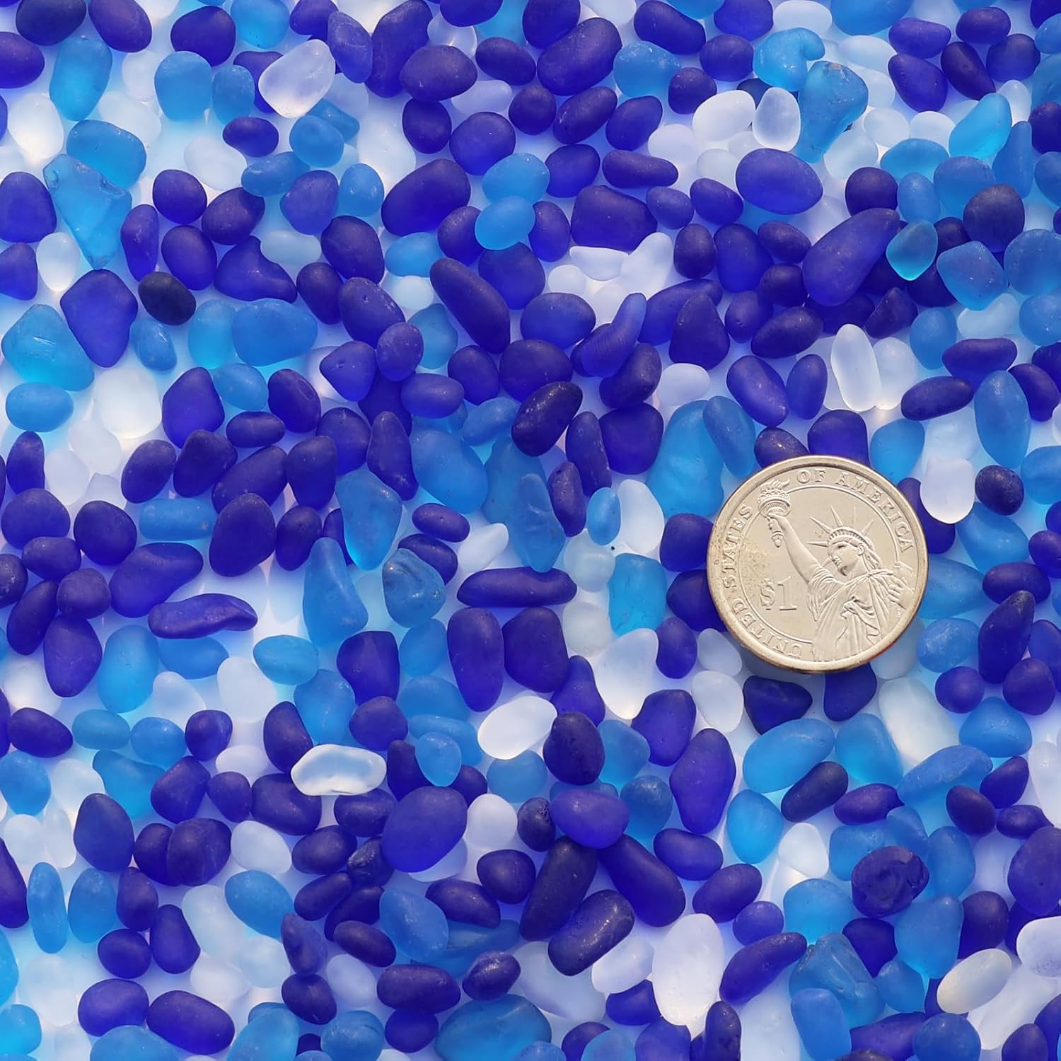 Sea Glass Stones – 2.9LB/46.4oz Blue Mixed Frosted Pebbles