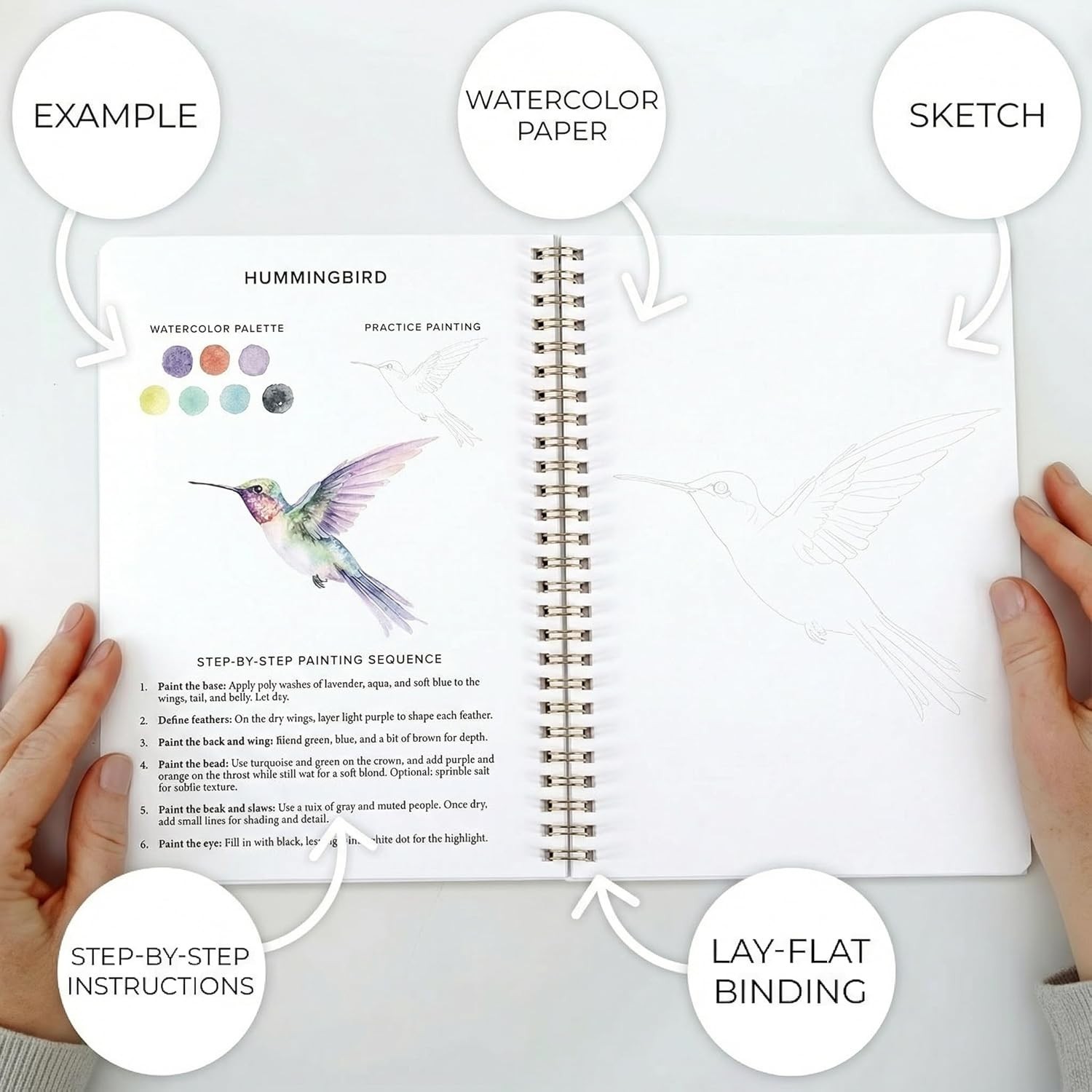 Beautiful Watercolor Workbook for Beginners – Relaxing 6.5 x 9 inches, Multi