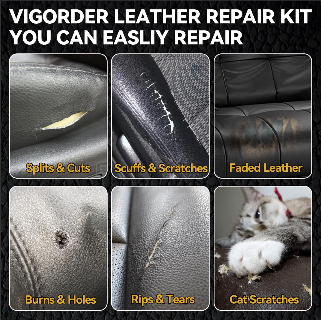 Black Leather Repair Kit for Furniture, Leather Seat Repair Kit for Cars, Easily