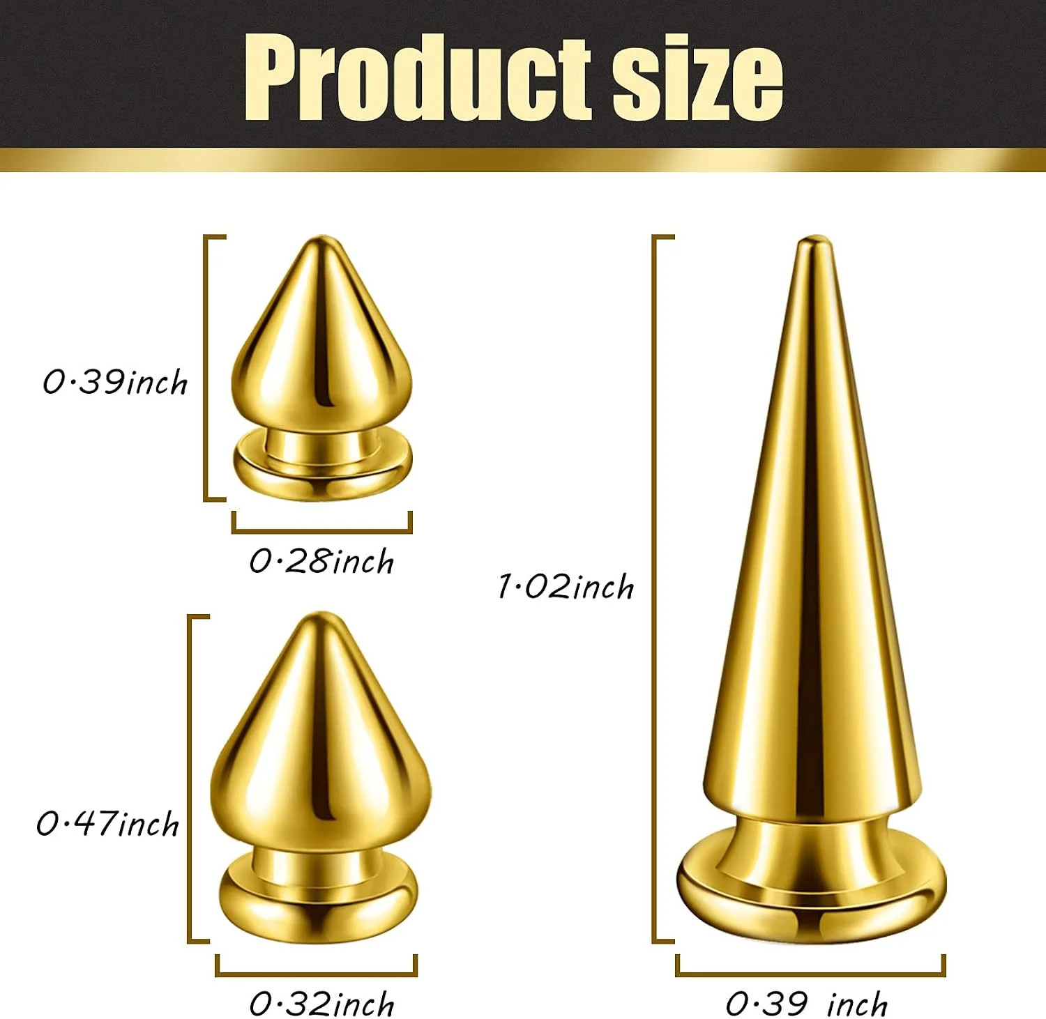 170 Pieces Multiple Sizes Cone Spikes Screwback Studs Rivets Large Medium Small