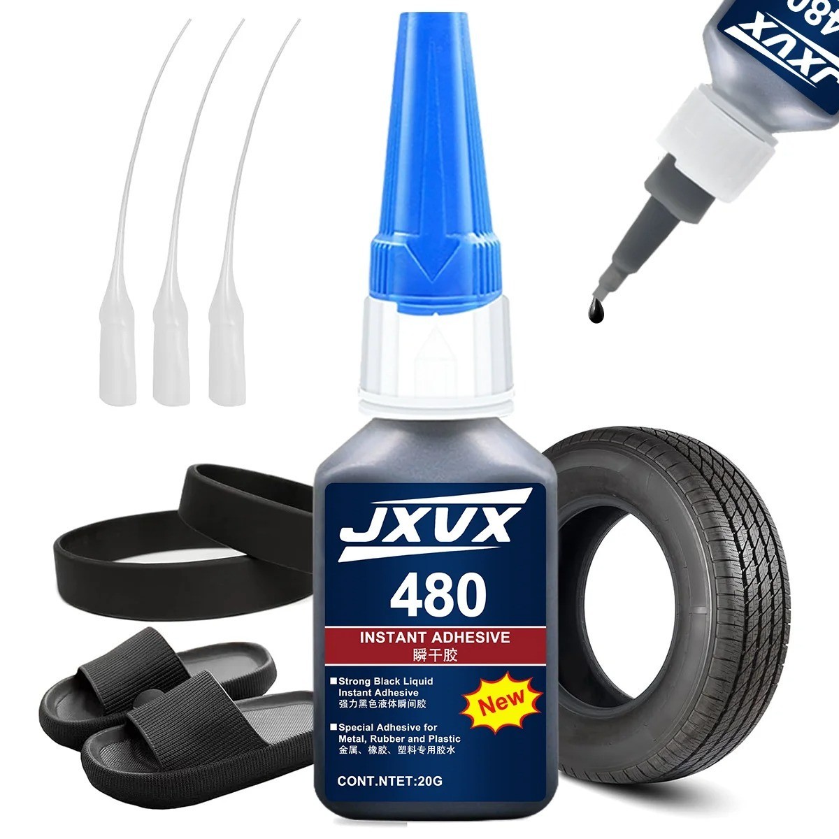 Black Super Glue 480 Fast Dry Cyanoacrylate Leather Rubber Plastic Repair Glue