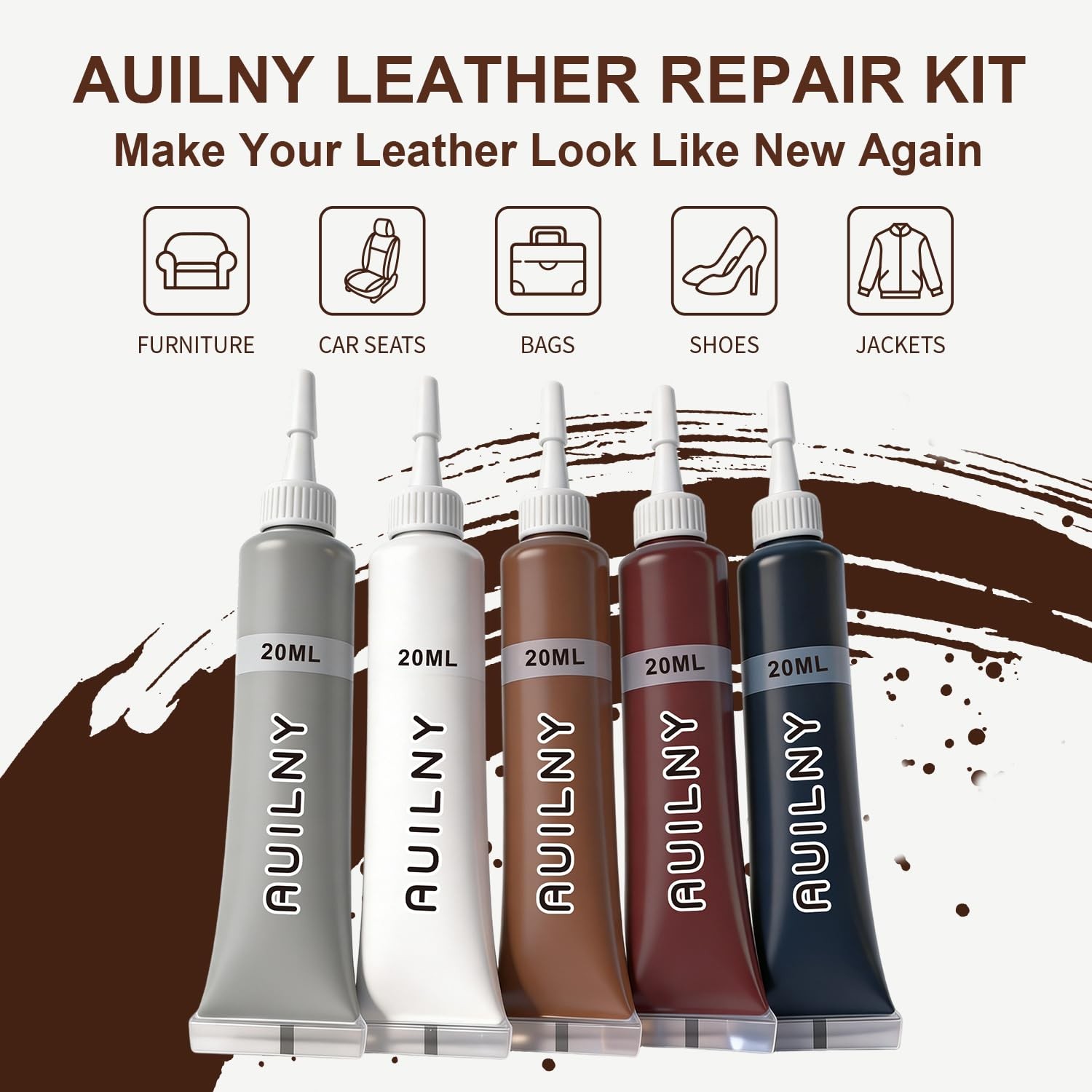 Auilny Leather Repair Kit for Furniture, Sofa, Jacket, Car Seats & Purse. Fix…