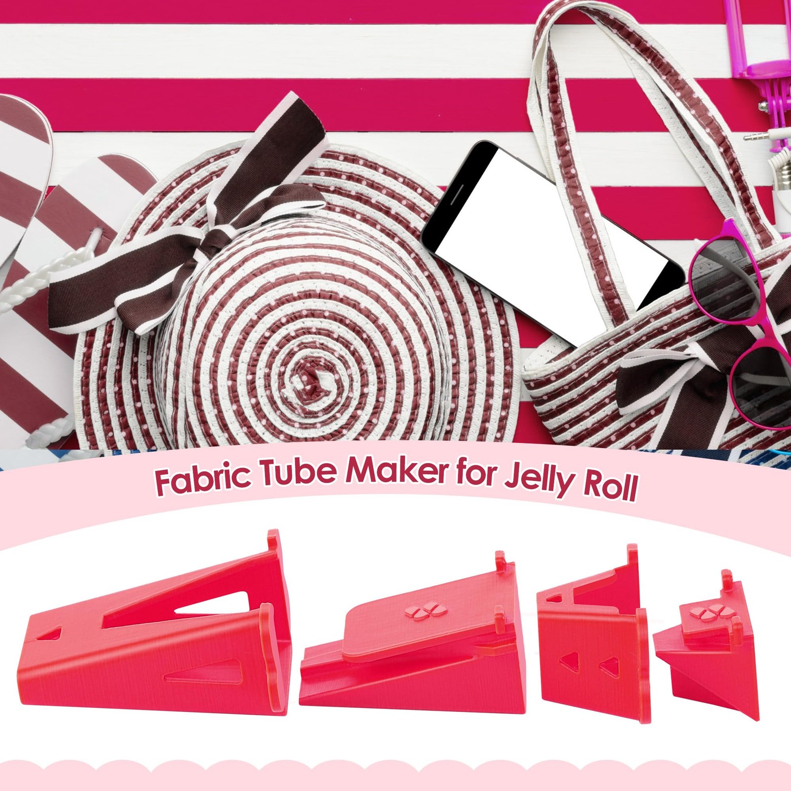 1 Pack Jelly Roll Fabric Tube Maker, Bias Tape Maker for Jelly Roll Rugs, Sew…