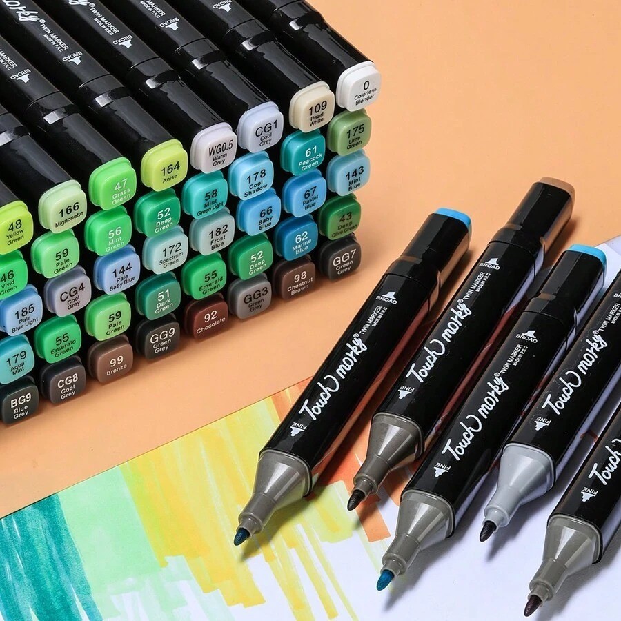 40-168 Colors Alcohol Markers Set | Dual Tip Professional Art Sketch Pens
