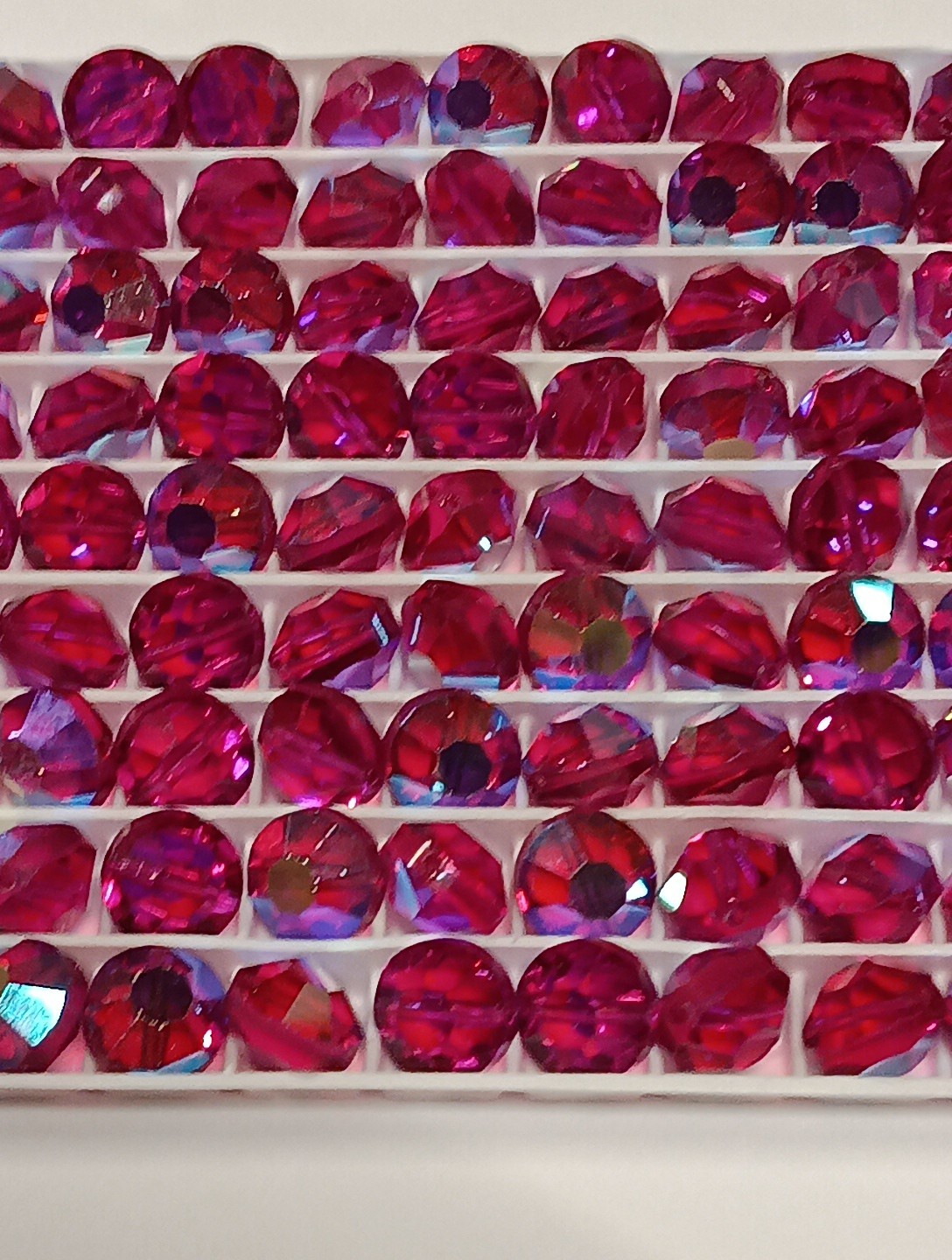 NEW VINTAGE Swarovski Fuchsia AB 8mm Tablet Lentel Beads Art5100 Lots of 12pcs