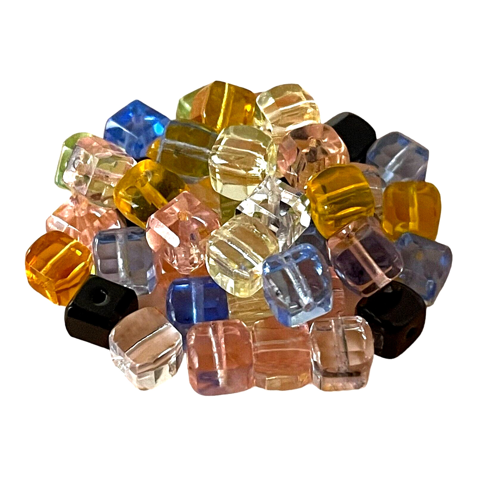 50 pcs Cube Beads Multicolor Czech Fire Polished Glass 6mm Faceted Square Cubes