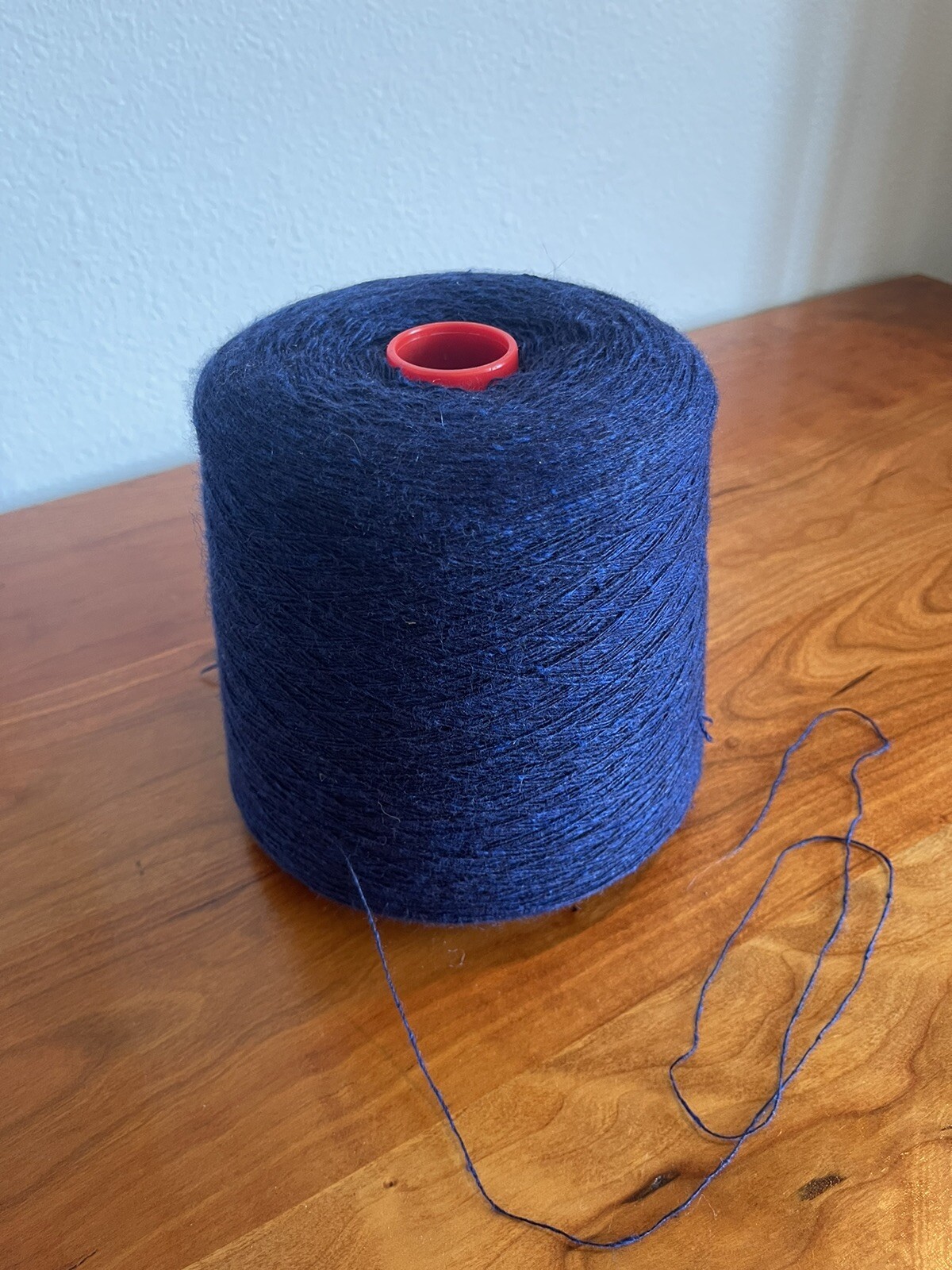 New Italian 100% Cashmere yarn on cone, medium navy blue, 2 lb, 2.9 ounces, mint