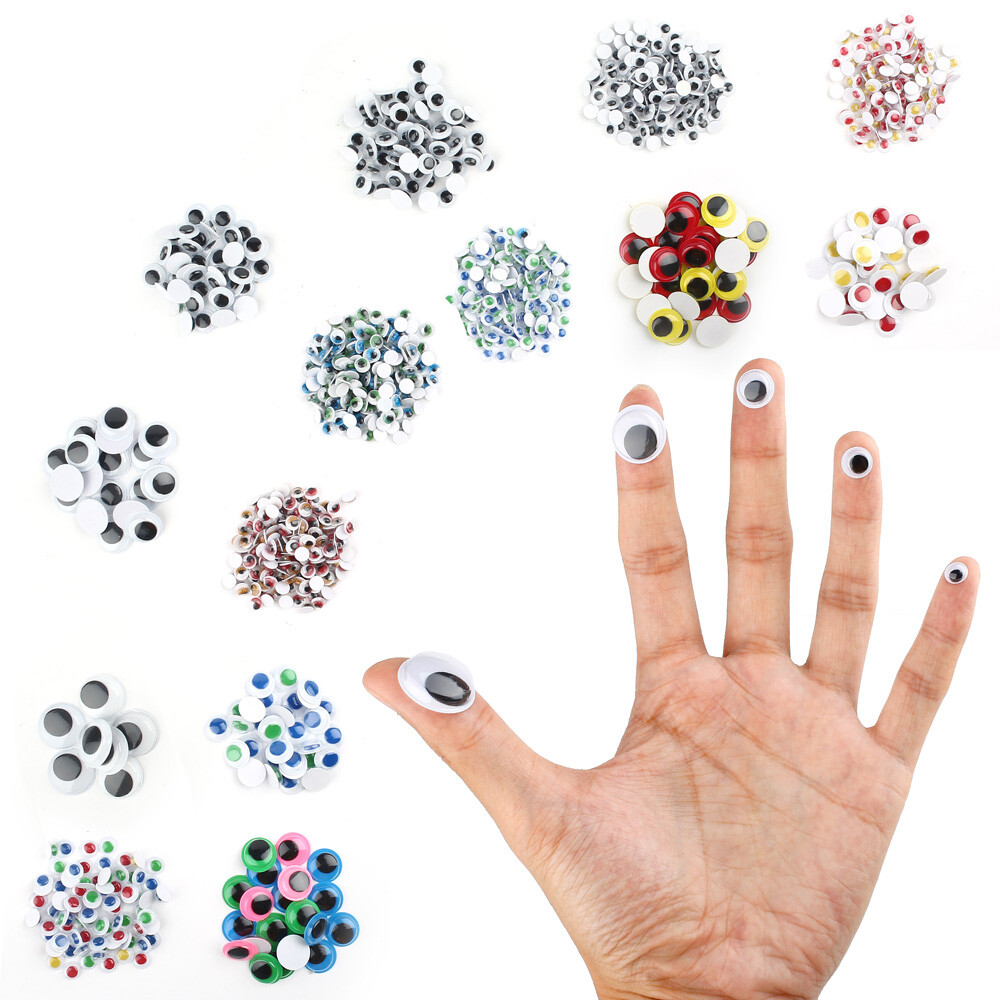 1100PCS 6mm 8mm 10mm 15mm 20mm Colorful Wiggle Googly Eyes with Self-Adhesive