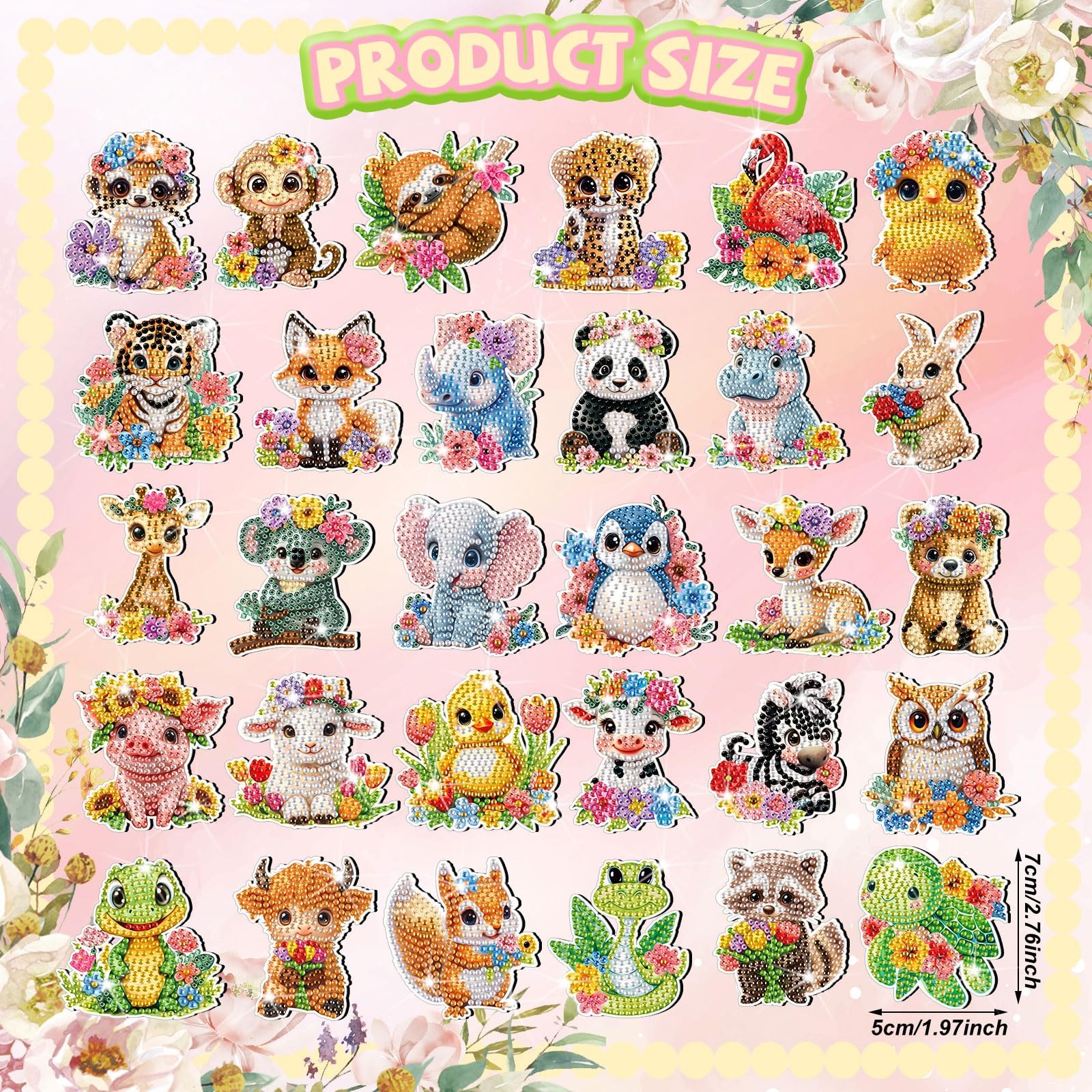 Xuhal 30 Pcs Animal Diamond Painting Magnets Watercolor Animal Diamond Art