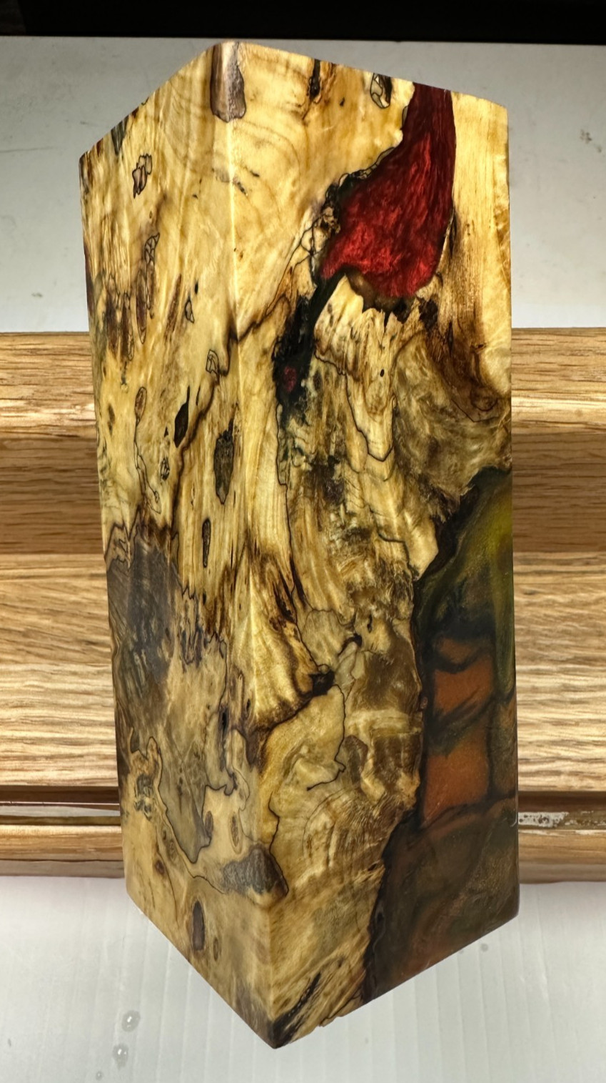 #SHC636 STABILIZED MYRTLE BURL RESIN HYBRID STOPPER/HANDLE/CALL BLANK