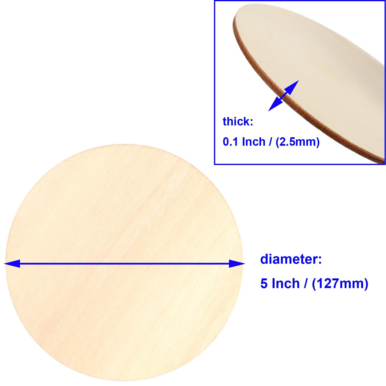 KOHAND 100 PCS 5 Inch Wood Circles, Round Wood Discs for Crafts, Wooden Circl…