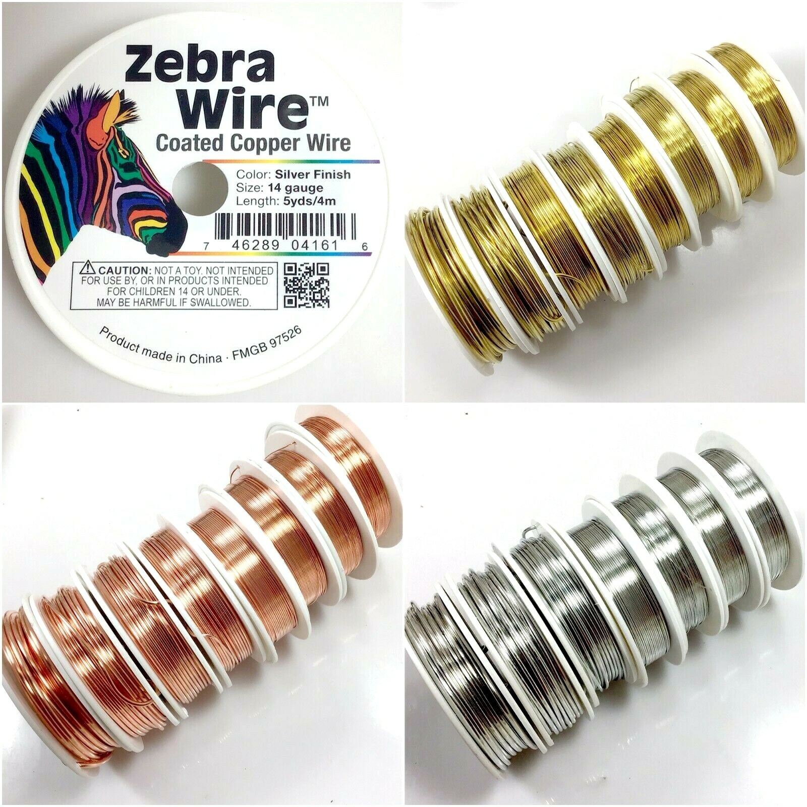 Zebra Wire Brass Wire Gold Silver Round Spool 12,14,16,18,20,22ga,24,26 28 Gauge