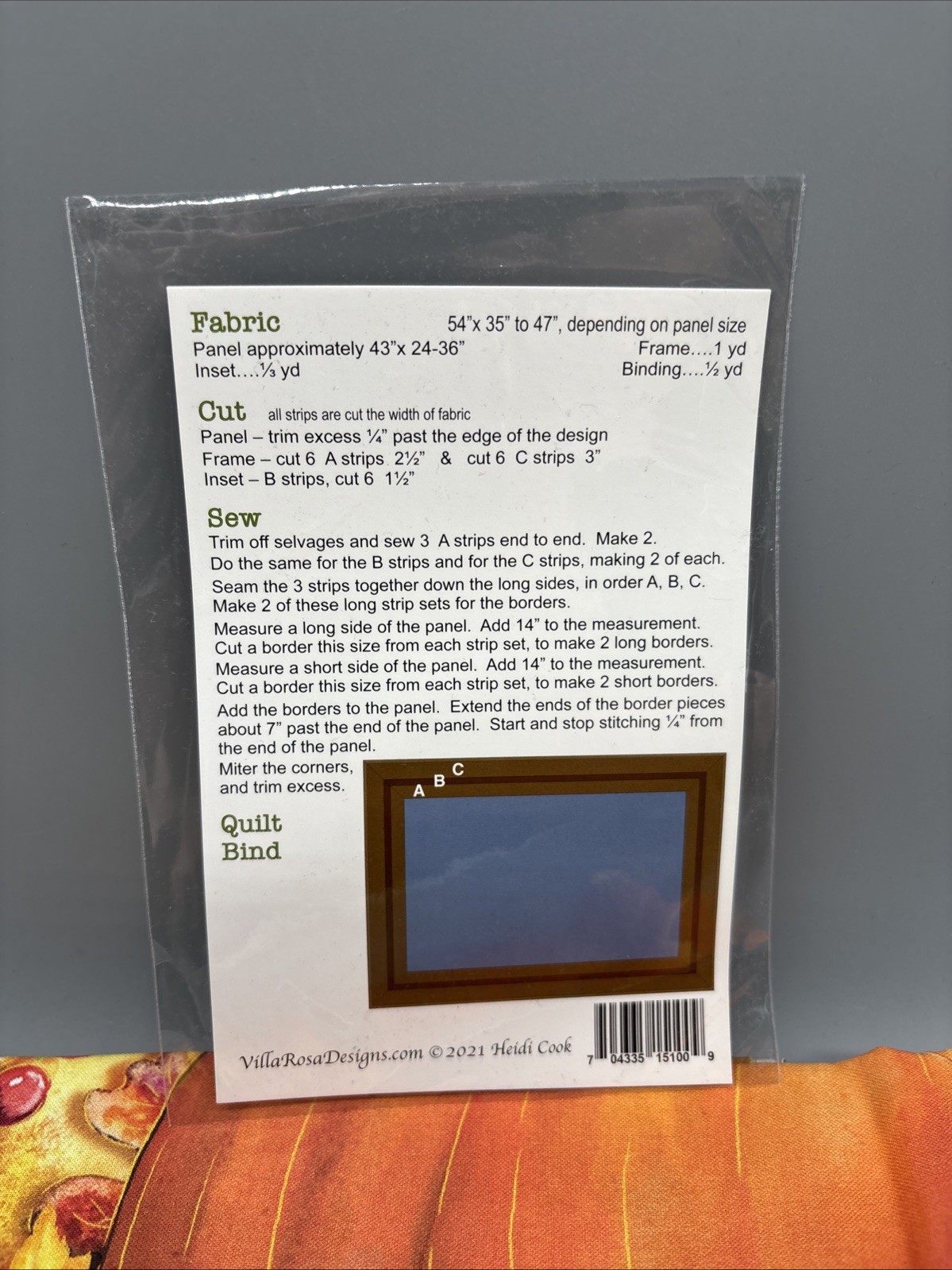 Villa Rosa Designs Quilt Kit 54” X 35”-47” Pumpkins Halloween Fall