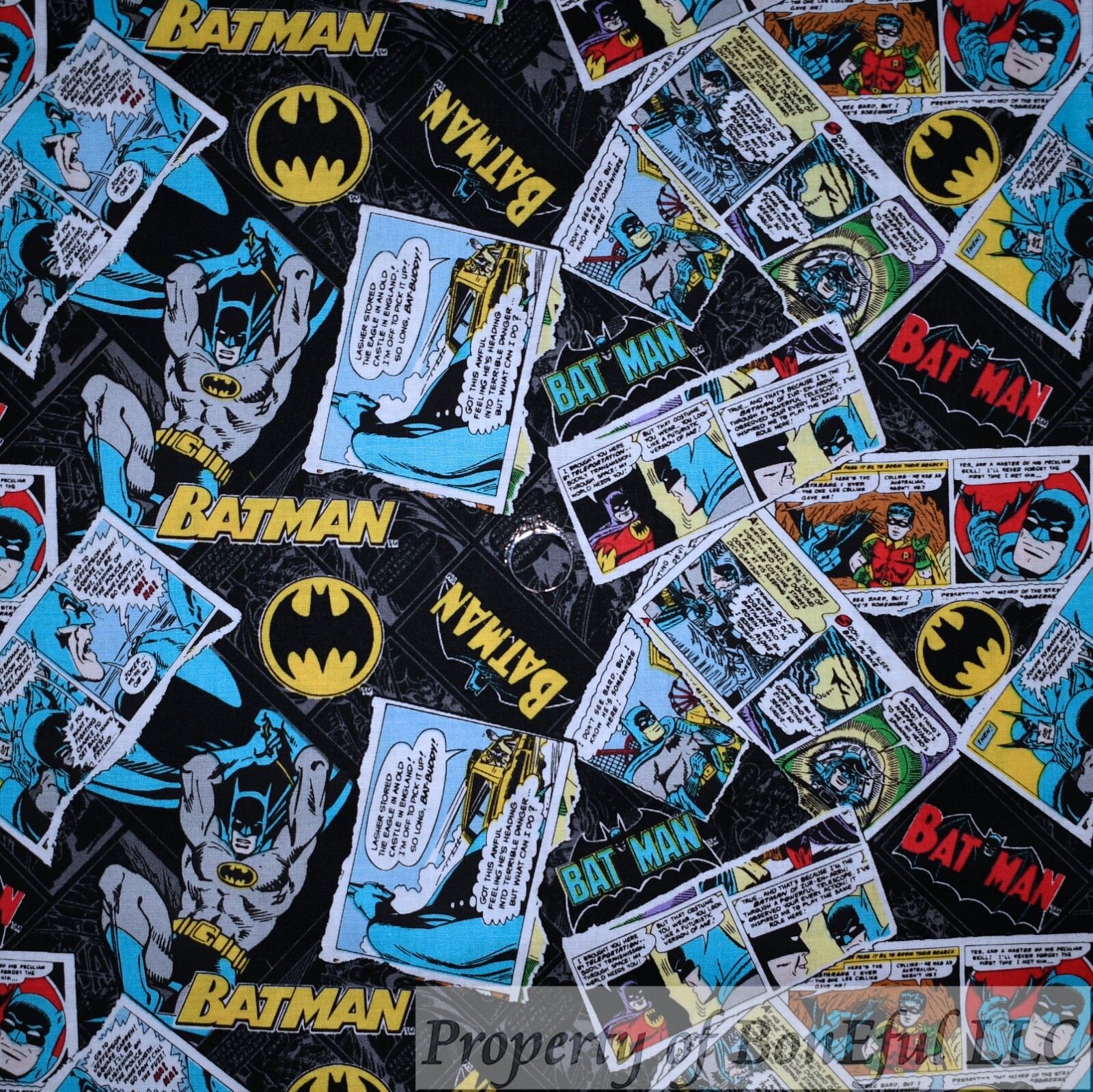 BonEful Fabric FQ Cotton Flannel Quilt G Black Batman Logo Circle Dot Bat Unisex