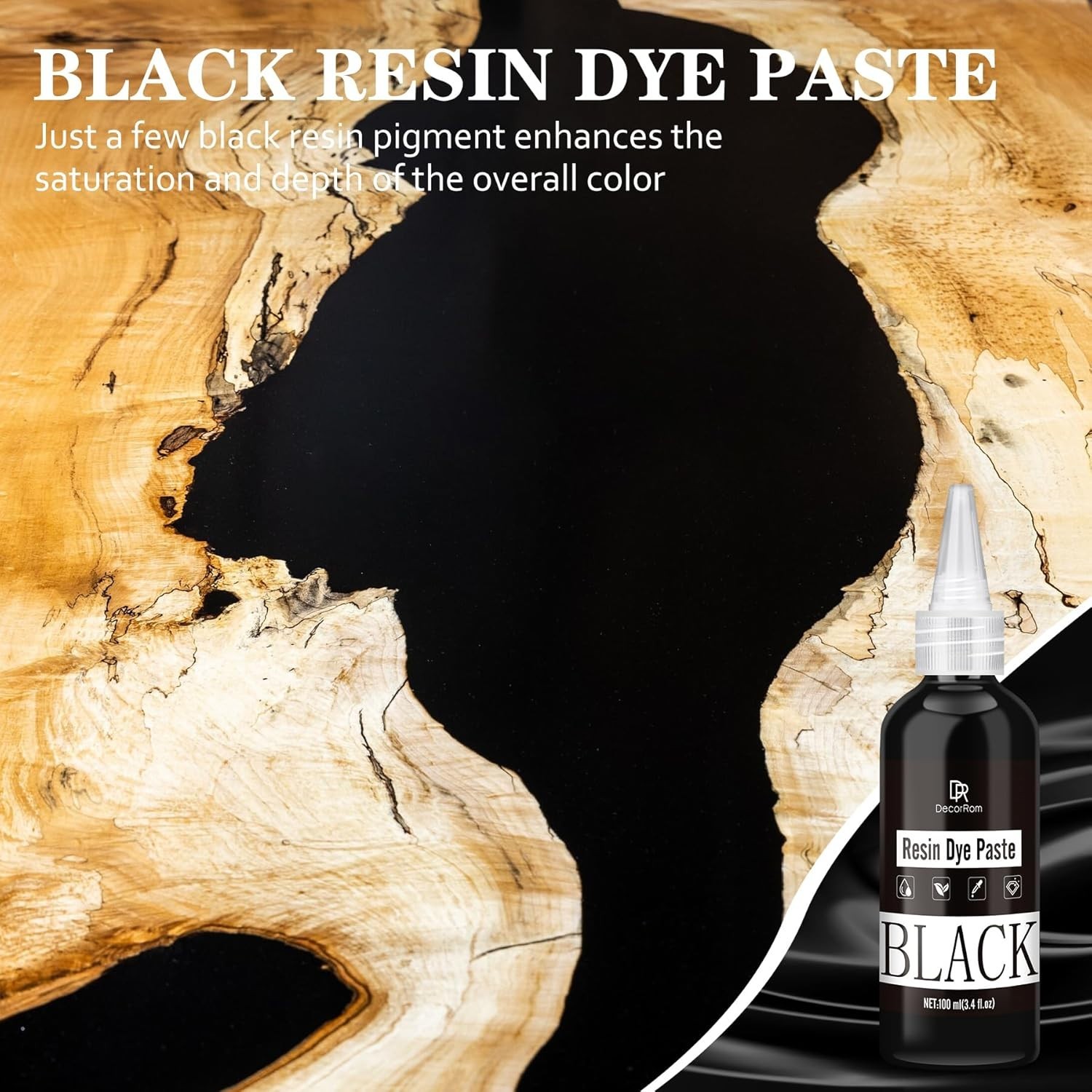 Black Epoxy Resin Pigment Paste – 3.4 fl.oz / 100ml High Concentrated Black Resi