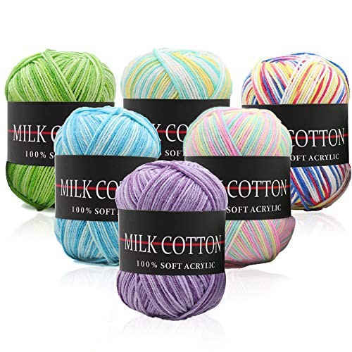 6 Pack Yarn Skeins Assorted Colors Crochet Yarn, Acrylic Yarn Skeins, 6 colors