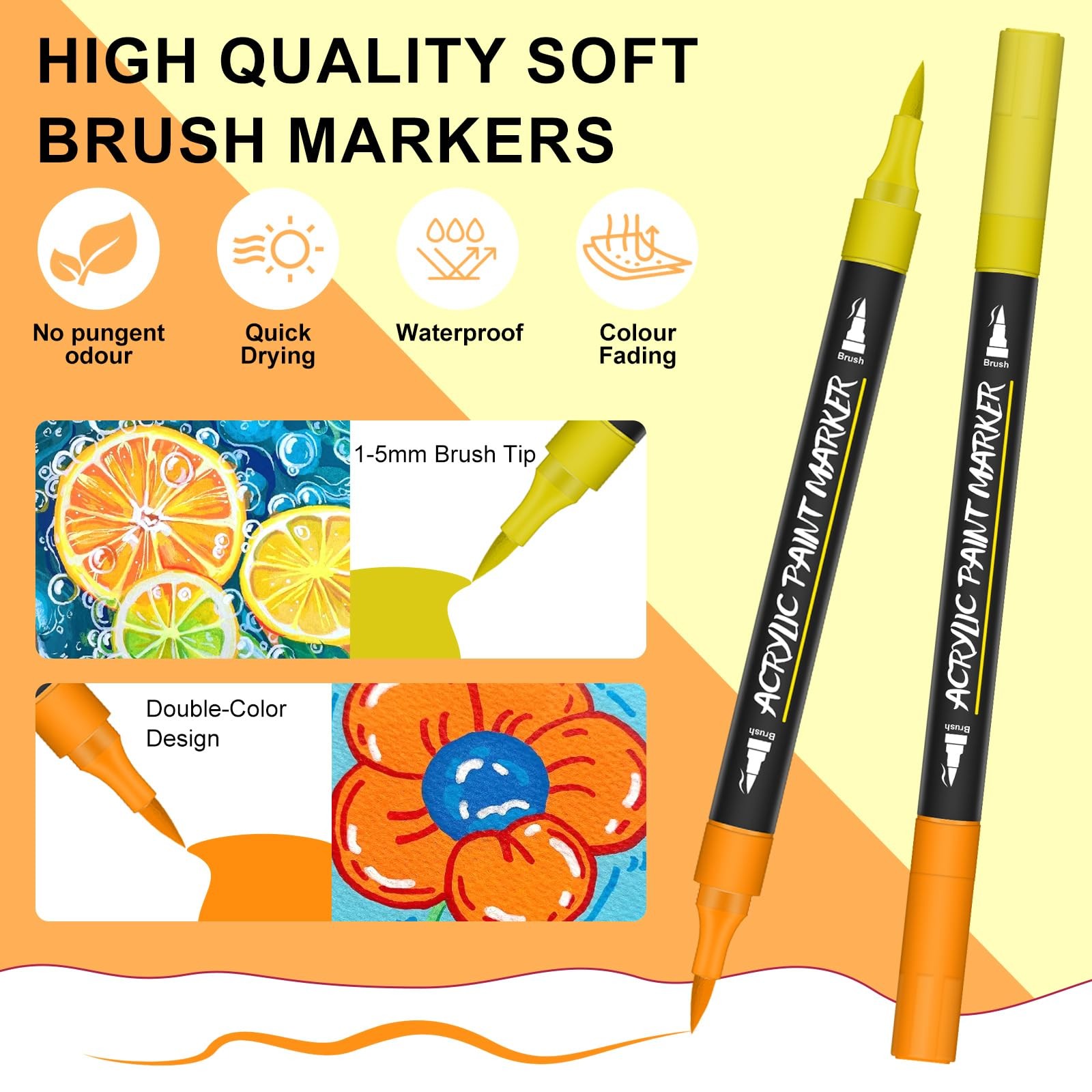 Amamao 132 Colors Acrylic Paint Markers Pens 1 Count (Pack of 66), 132 colors