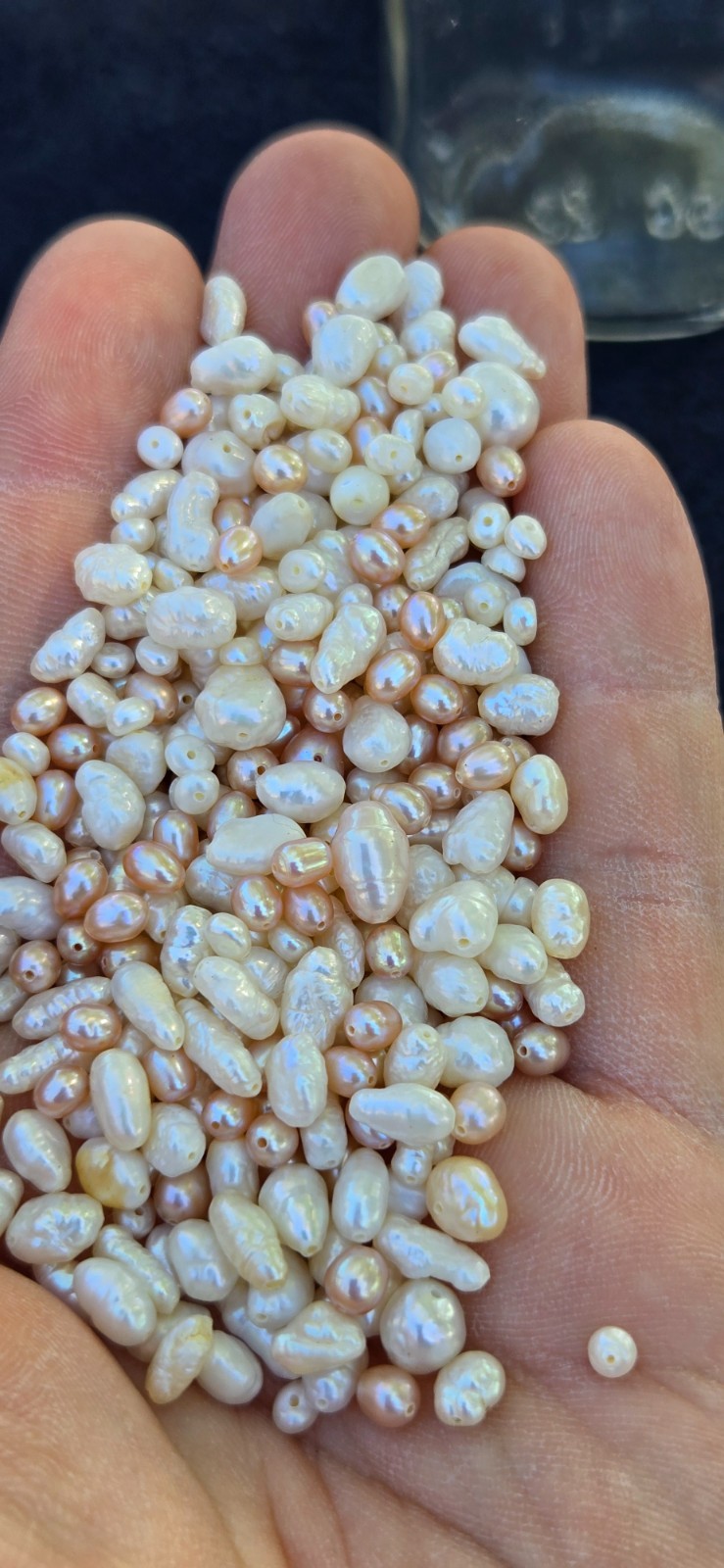Vtg Lot of 50 Gram Genuine Freshwater Pink Biwa Natural Pearl Rice Baroque Beads