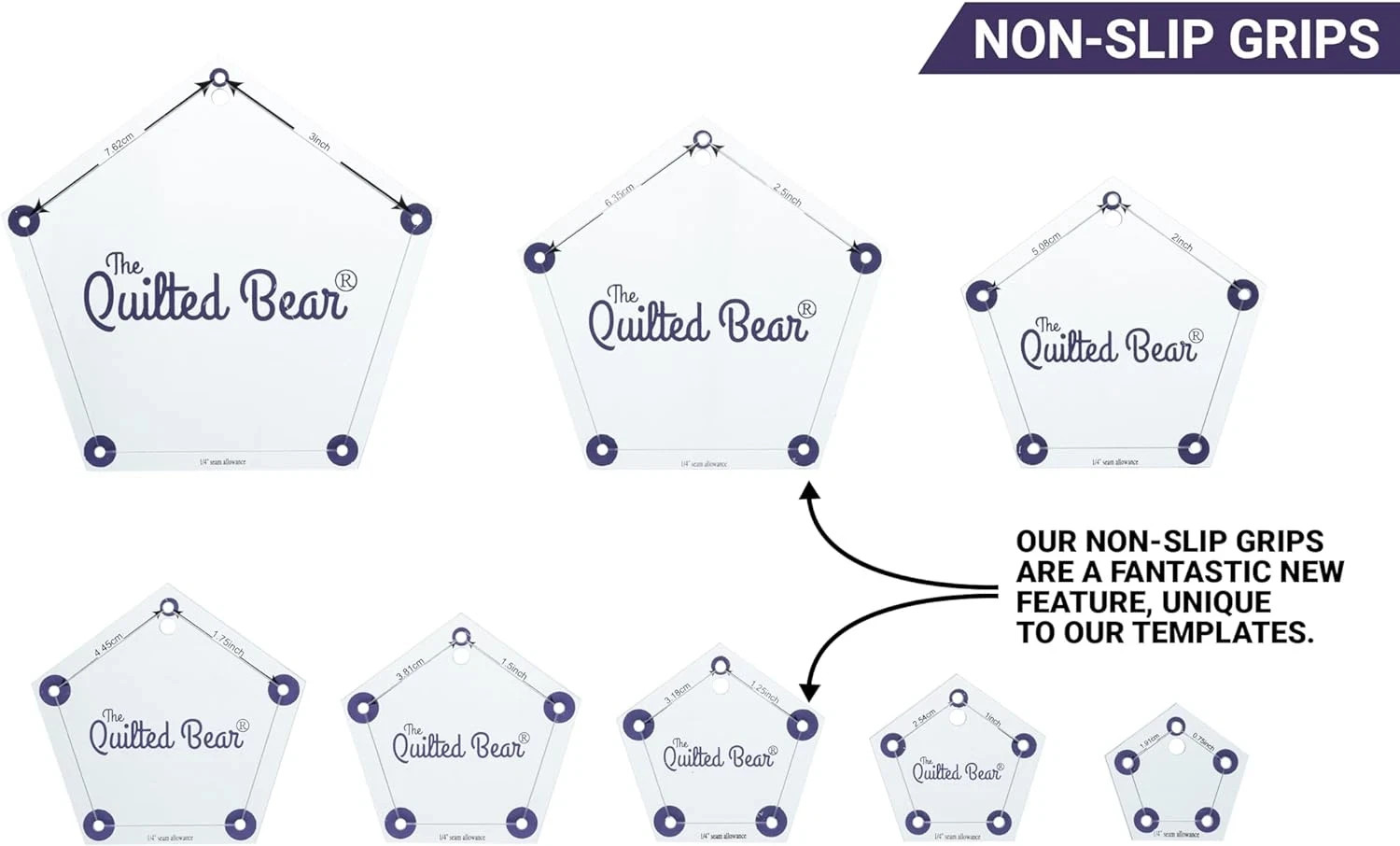 Heart Quilting Templates – 8 Clear Non-Slip Acrylic Quilt Templates for Precise