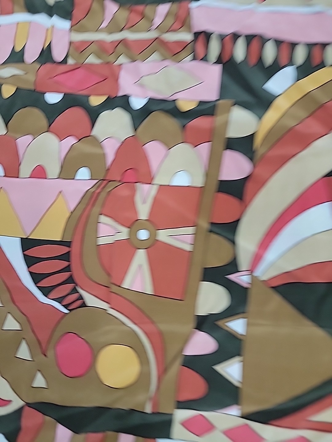 VTG Abstract Geometric 100%Silk Fabric Pucci Inspired Op Art Mod 8.16 Yds ×42″