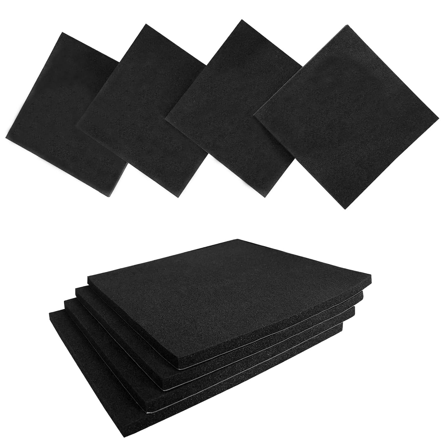 8 Pcs Black Adhesive Foam Padding, Closed Cell Foam Sheet 1/8″ Thick 6 Inch X 6