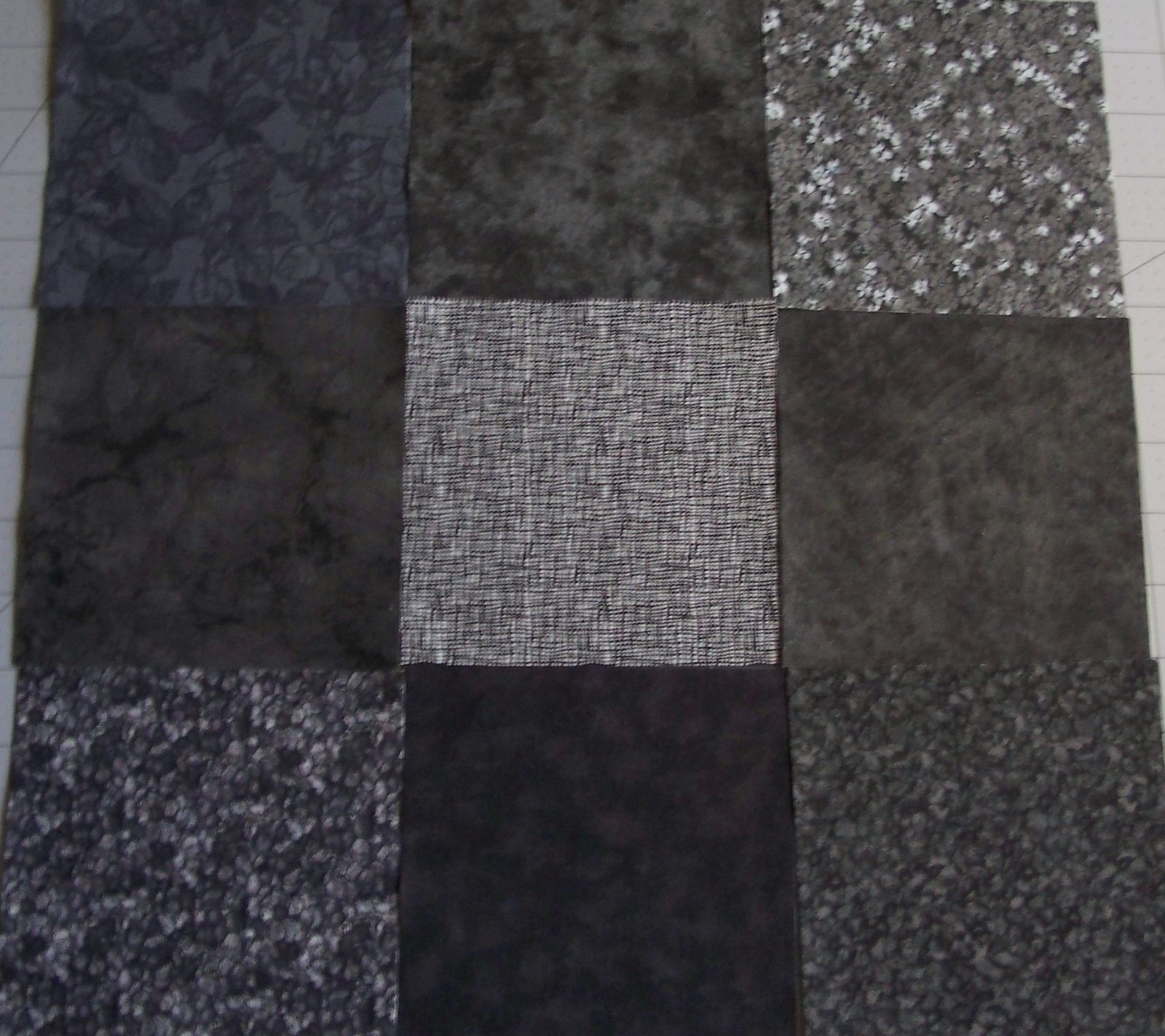 54 Black Gray Calico Fabric 5″ Quilting Squares 100% Cotton Charm pack