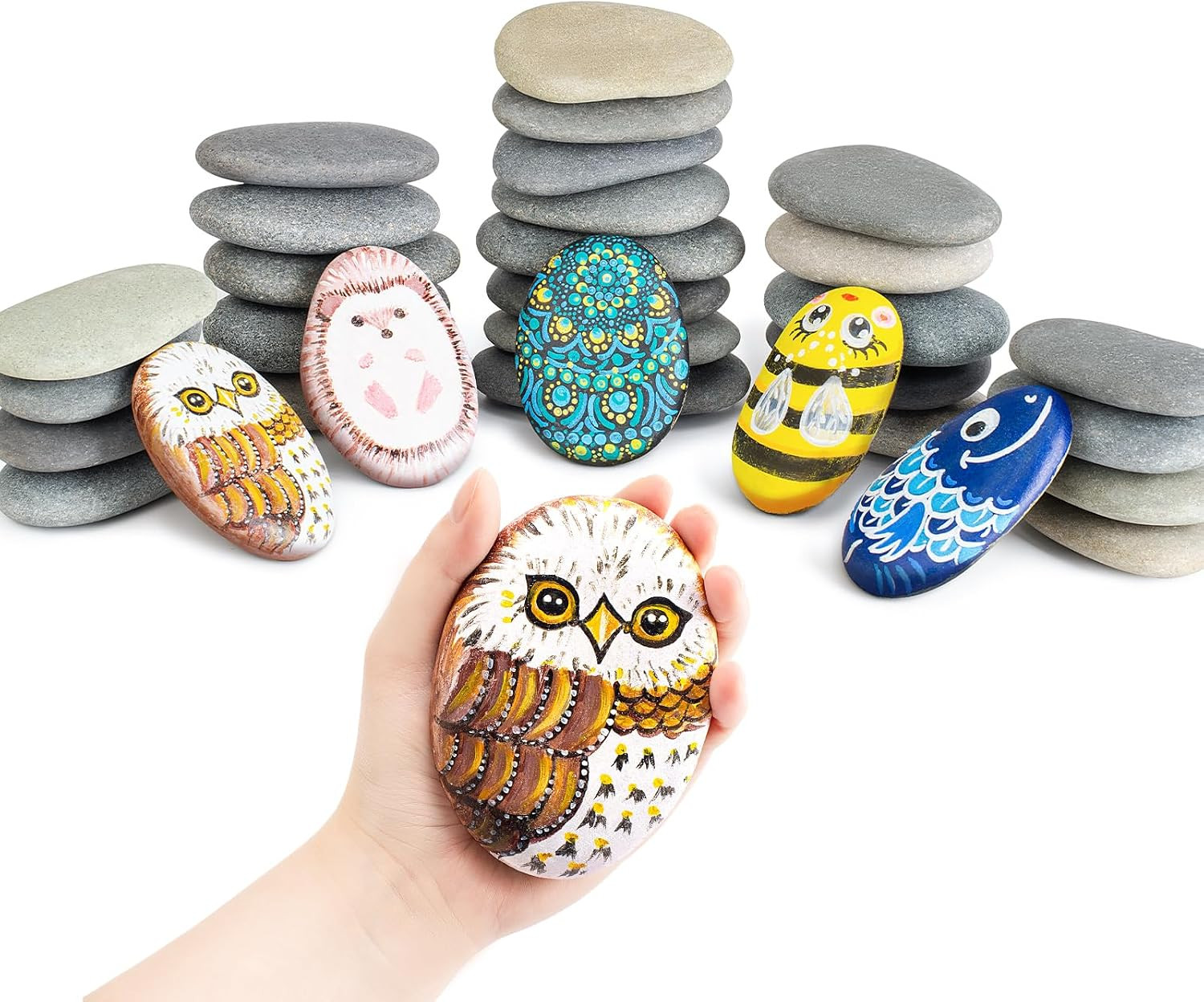 30 Pcs Extra Large 4-5 Inch Rocks for Painting, Flat Smooth River